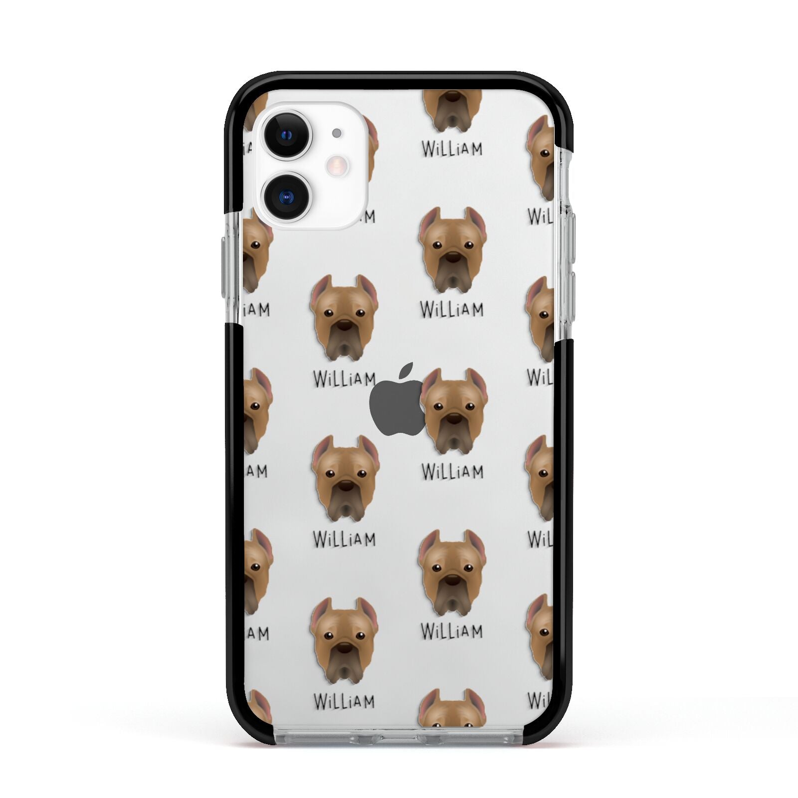 Cane Corso Italiano Icon with Name Apple iPhone 11 in White with Black Impact Case