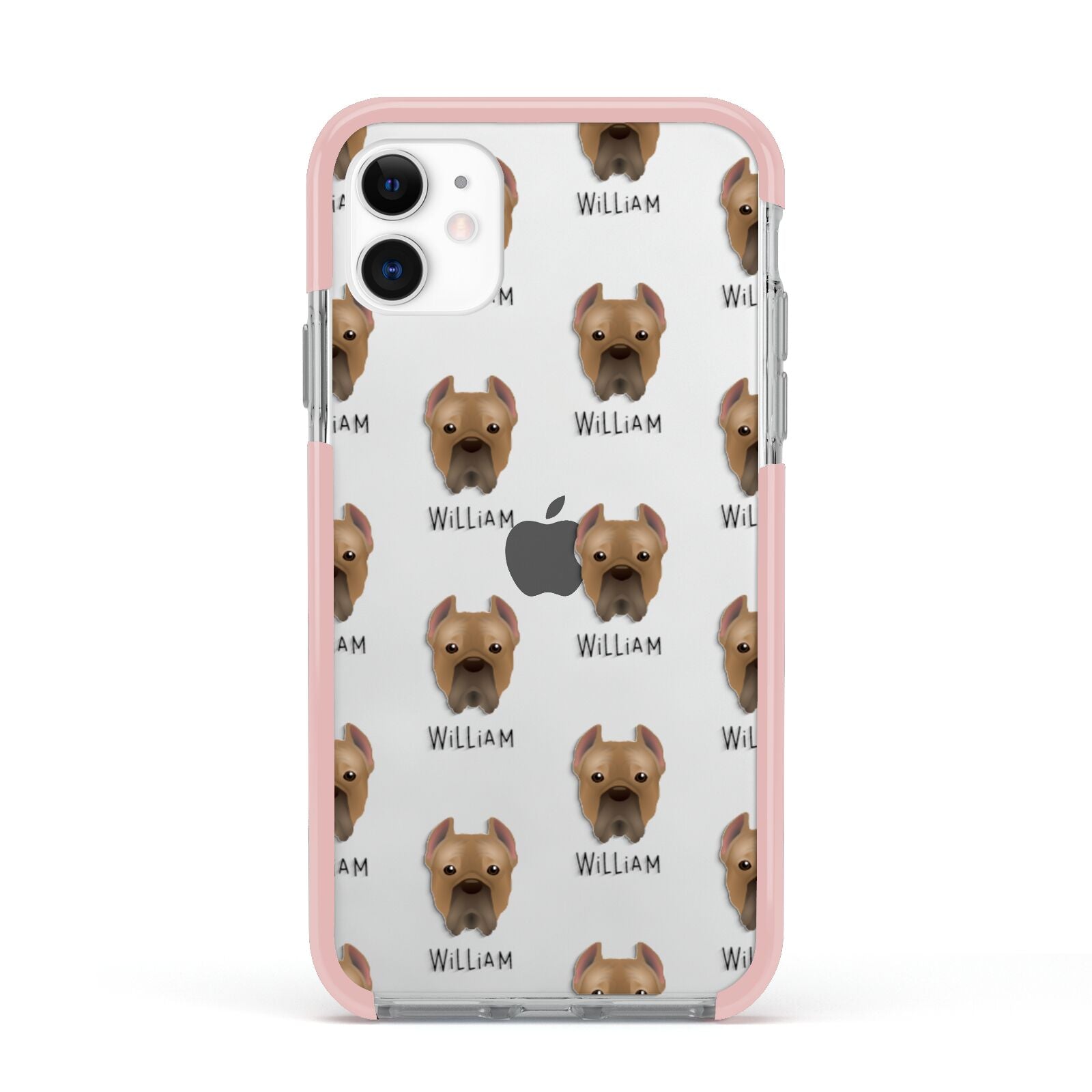 Cane Corso Italiano Icon with Name Apple iPhone 11 in White with Pink Impact Case