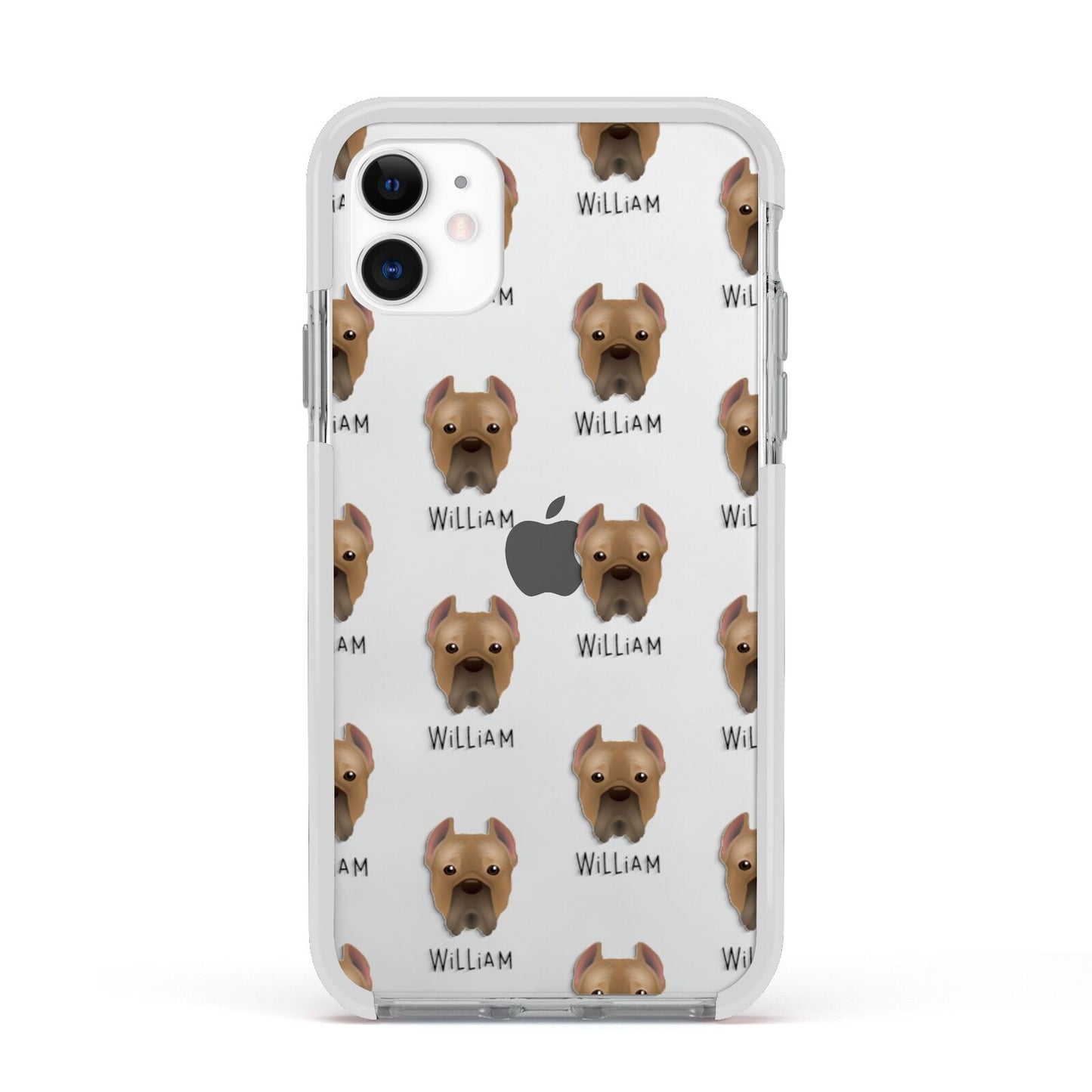 Cane Corso Italiano Icon with Name Apple iPhone 11 in White with White Impact Case