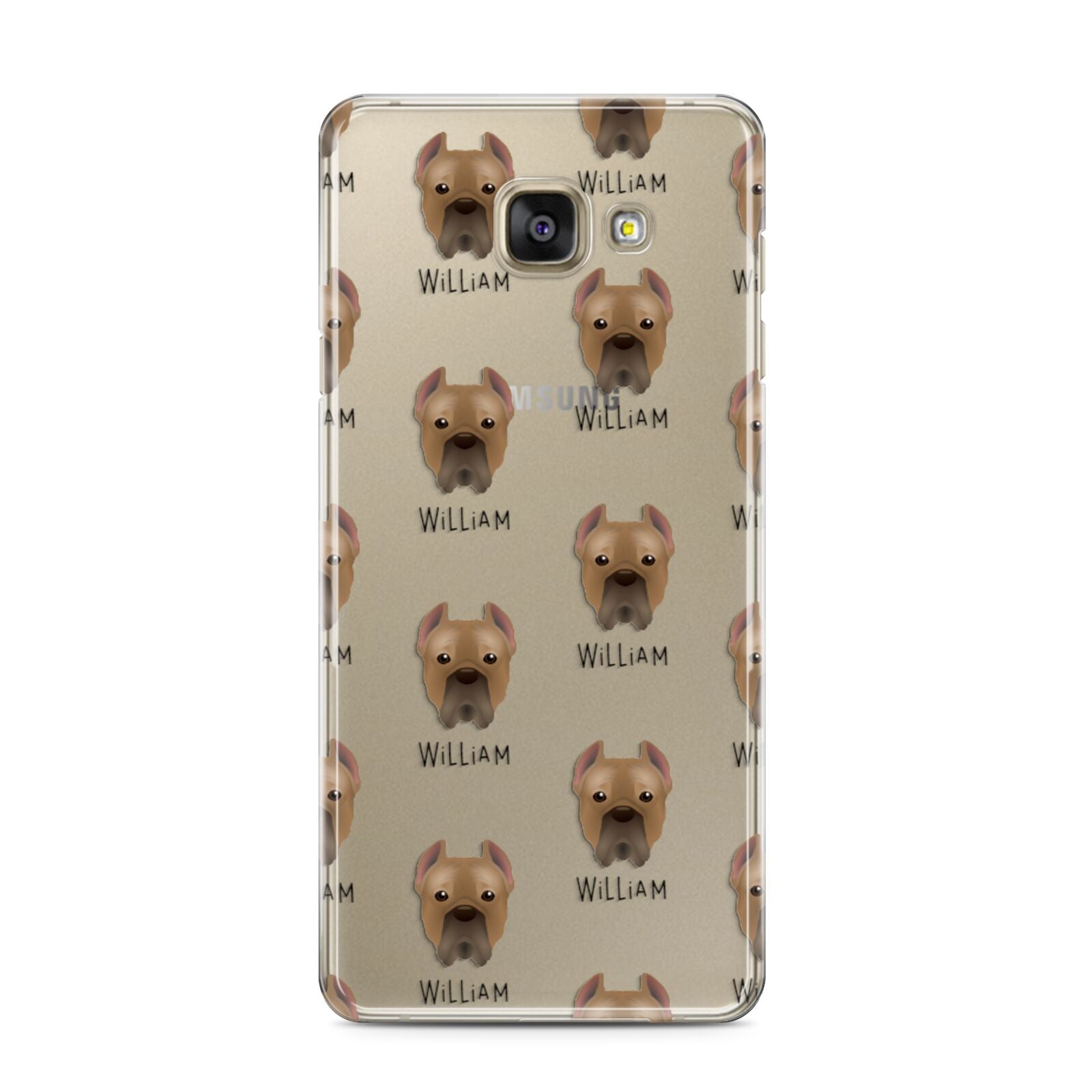 Cane Corso Italiano Icon with Name Samsung Galaxy A3 2016 Case on gold phone