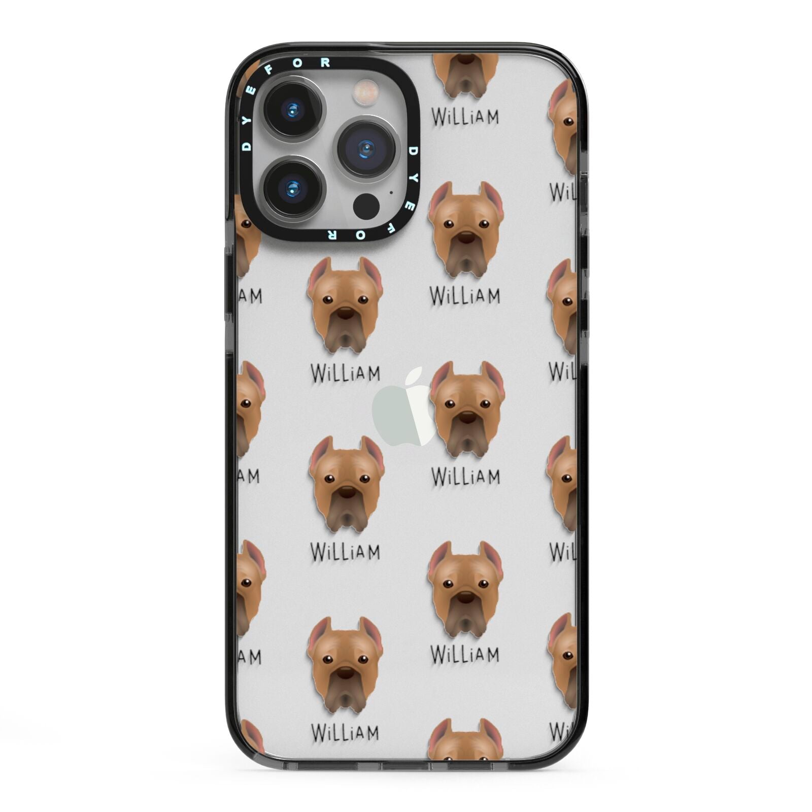Cane Corso Italiano Icon with Name iPhone 13 Pro Max Black Impact Case on Silver phone