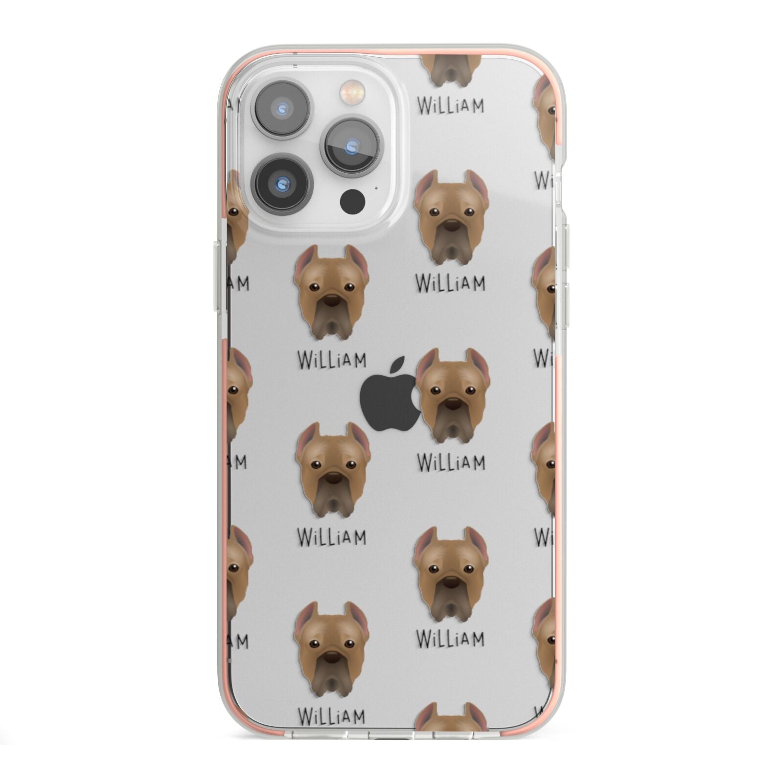 Cane Corso Italiano Icon with Name iPhone 13 Pro Max TPU Impact Case with Pink Edges
