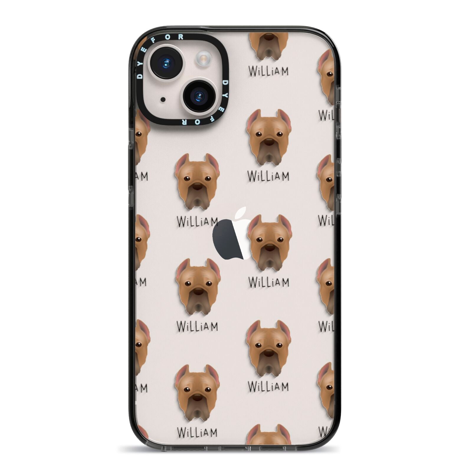 Cane Corso Italiano Icon with Name iPhone 14 Plus Black Impact Case on Silver phone