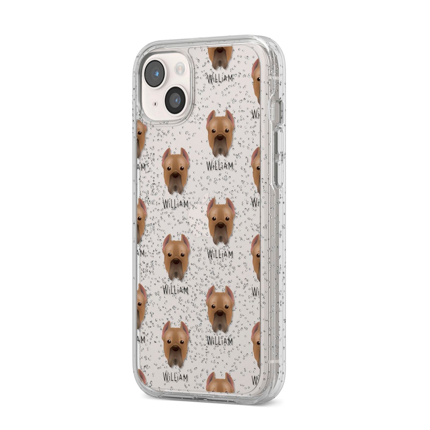Cane Corso Italiano Icon with Name iPhone 14 Plus Glitter Tough Case Starlight Angled Image