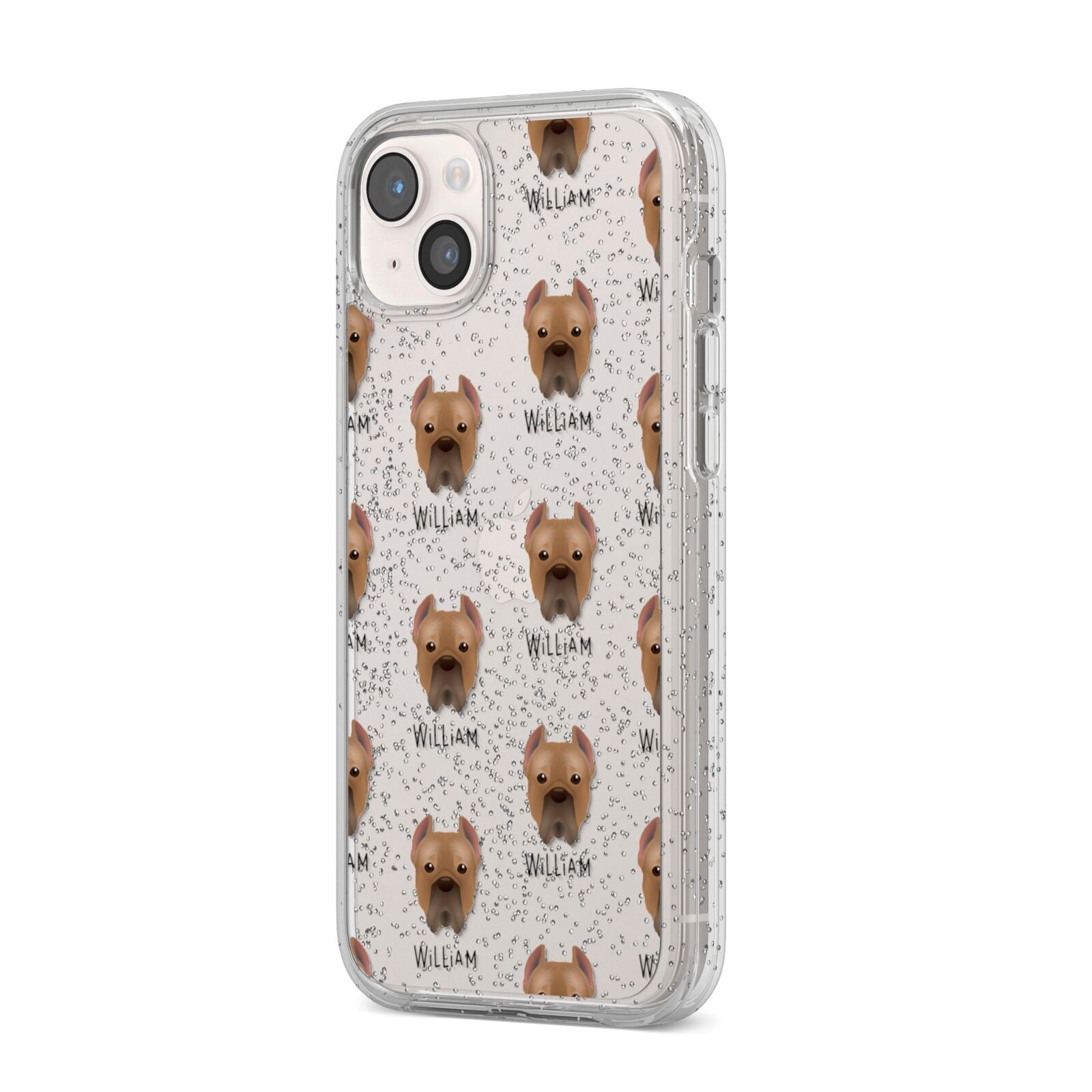 Cane Corso Italiano Icon with Name iPhone 14 Plus Glitter Tough Case Starlight Angled Image