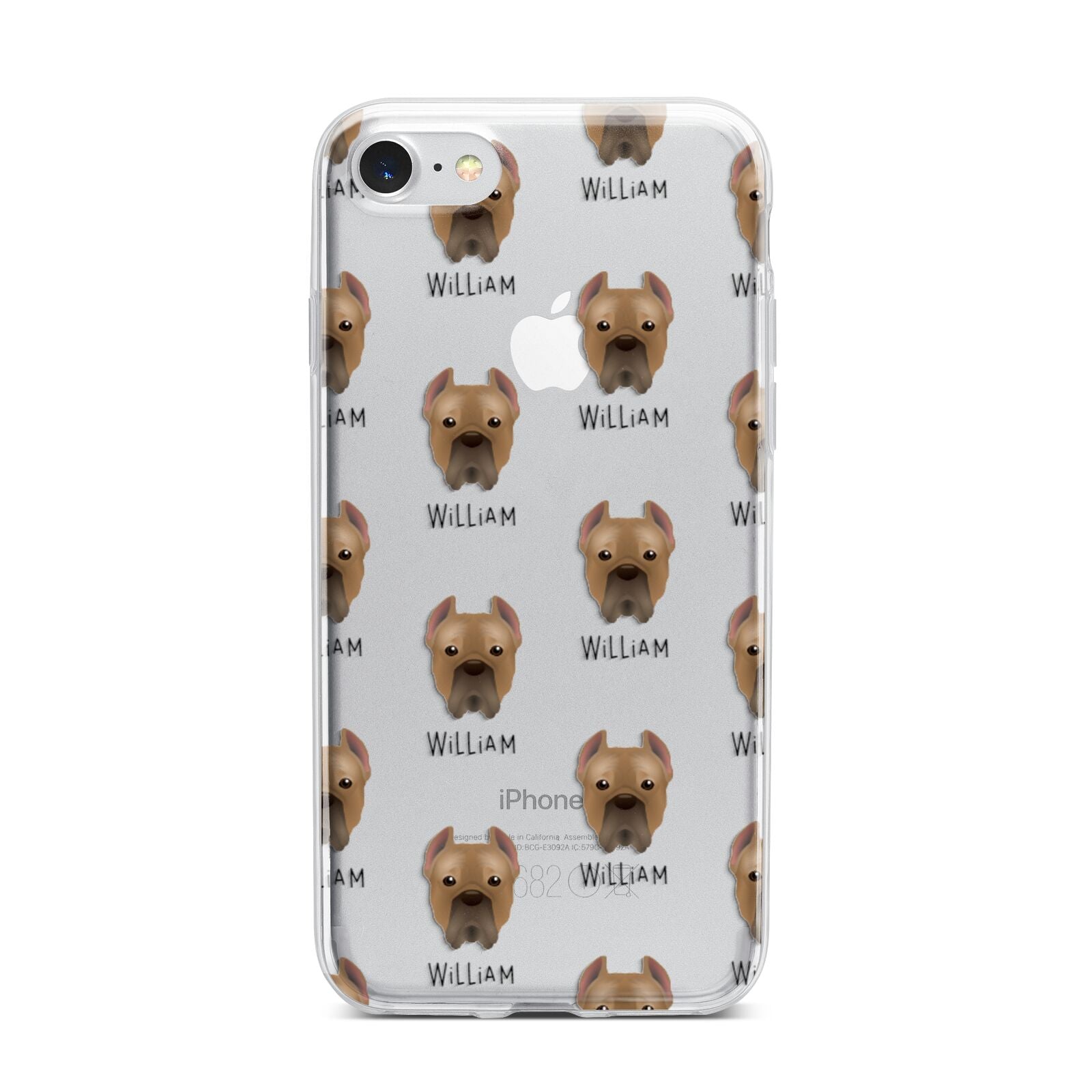 Cane Corso Italiano Icon with Name iPhone 7 Bumper Case on Silver iPhone