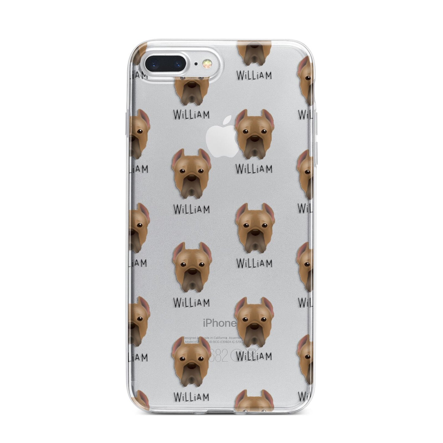 Cane Corso Italiano Icon with Name iPhone 7 Plus Bumper Case on Silver iPhone