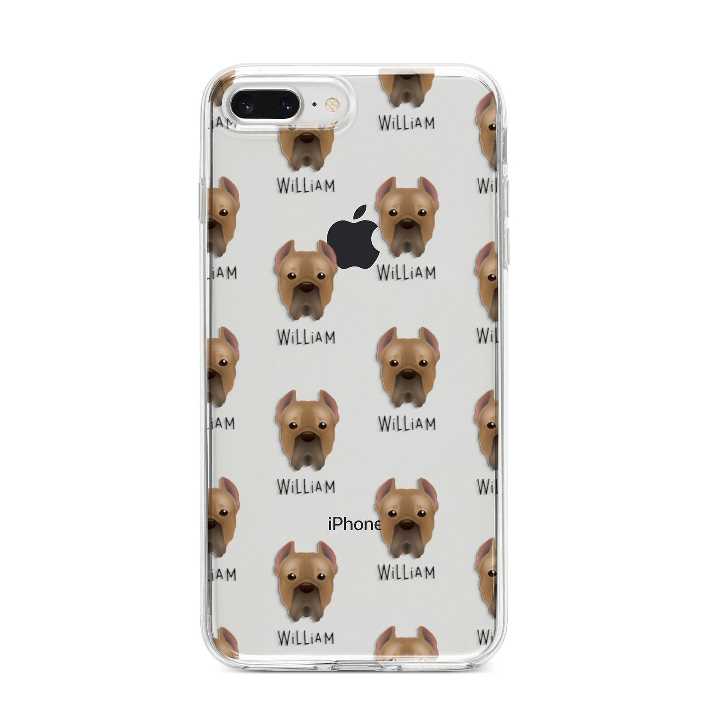 Cane Corso Italiano Icon with Name iPhone 8 Plus Bumper Case on Silver iPhone