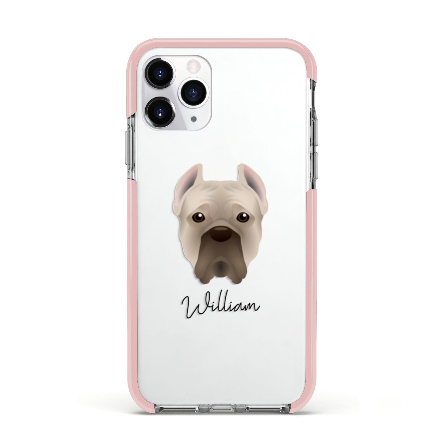 Cane Corso Italiano Personalised Apple iPhone 11 Pro in Silver with Pink Impact Case