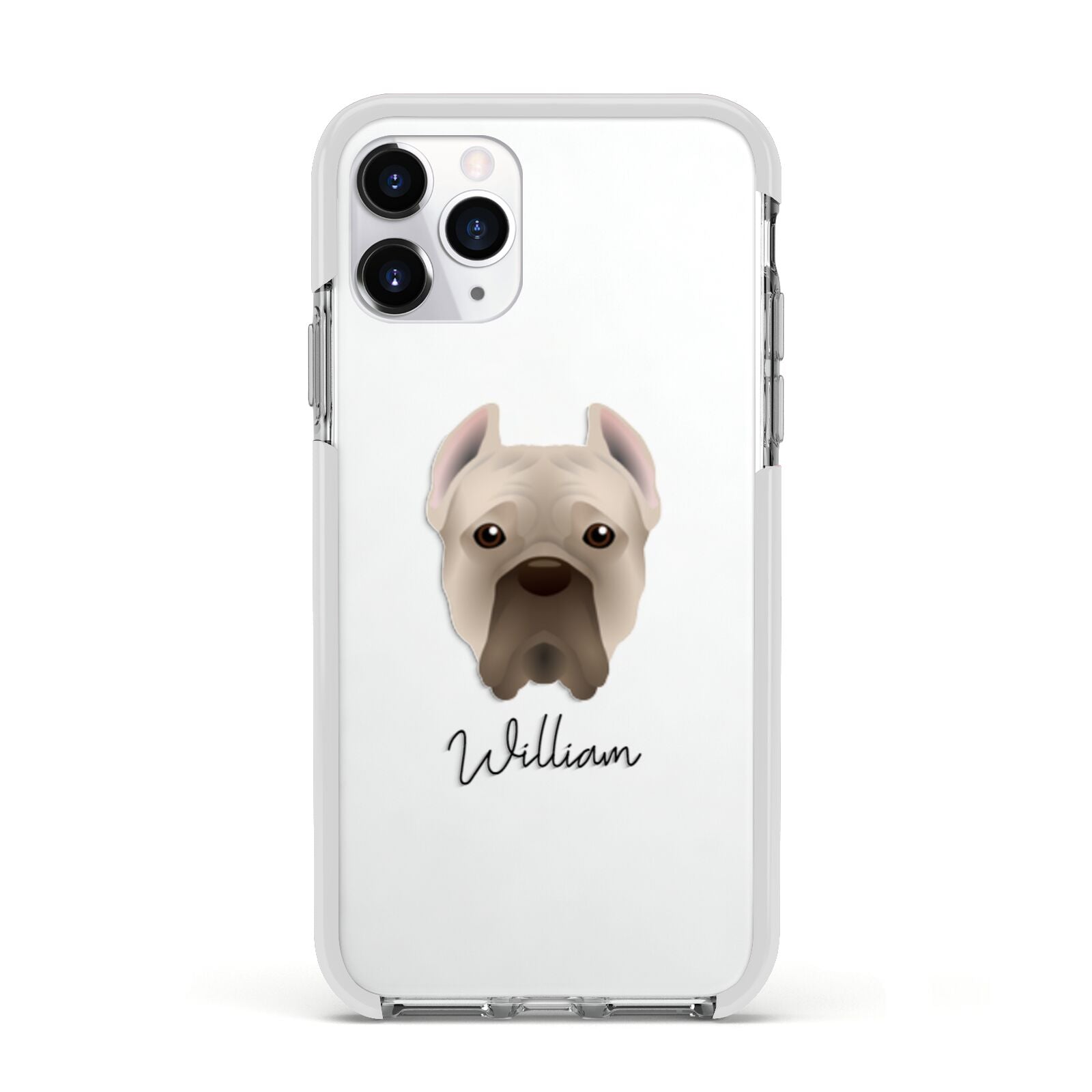 Cane Corso Italiano Personalised Apple iPhone 11 Pro in Silver with White Impact Case