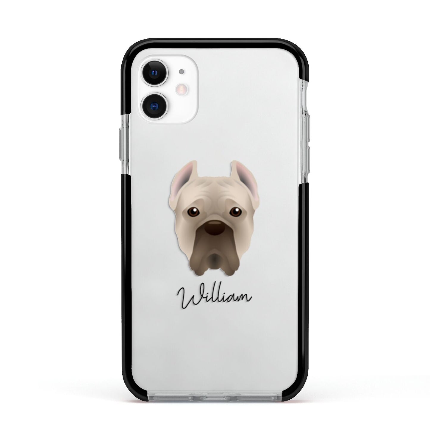 Cane Corso Italiano Personalised Apple iPhone 11 in White with Black Impact Case