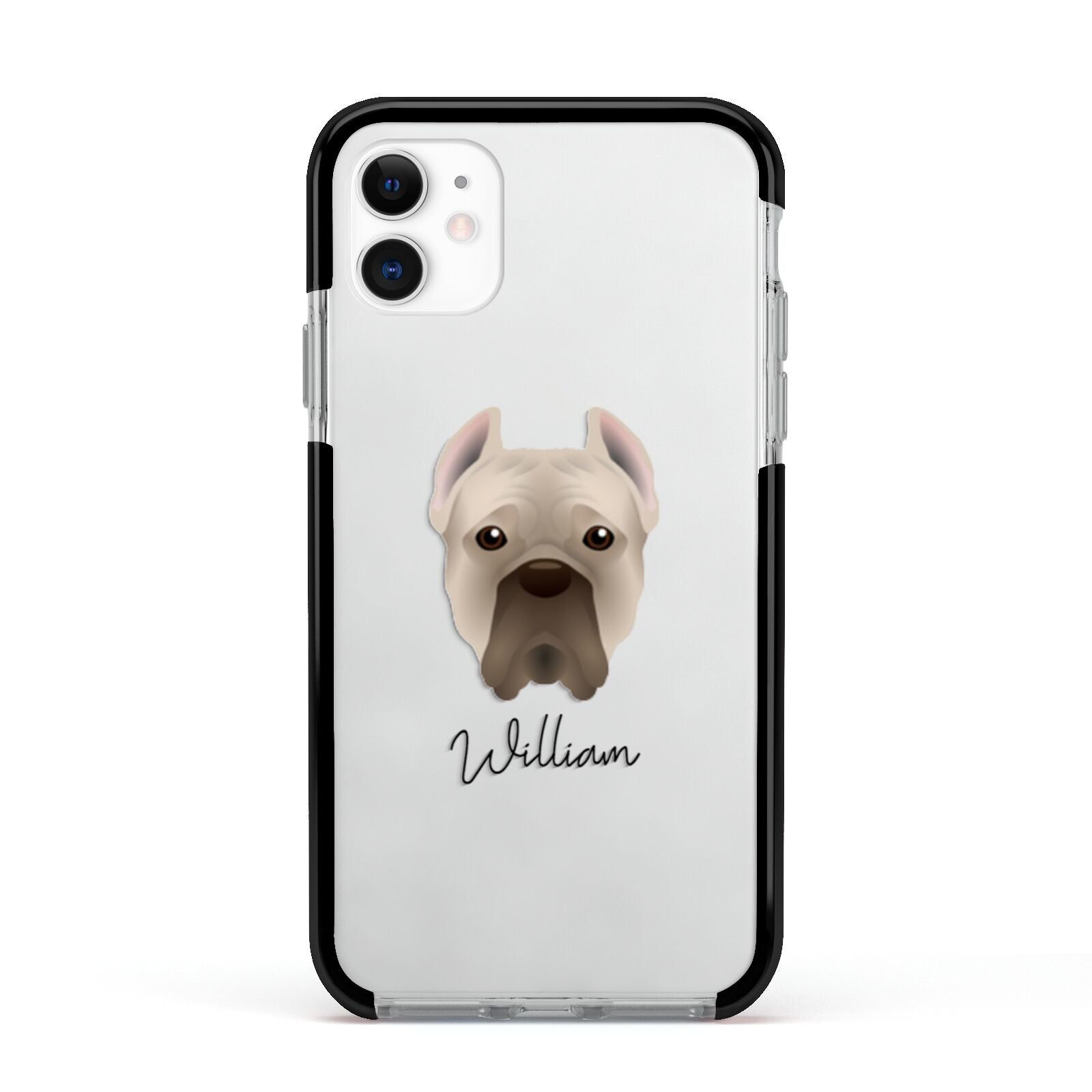 Cane Corso Italiano Personalised Apple iPhone 11 in White with Black Impact Case