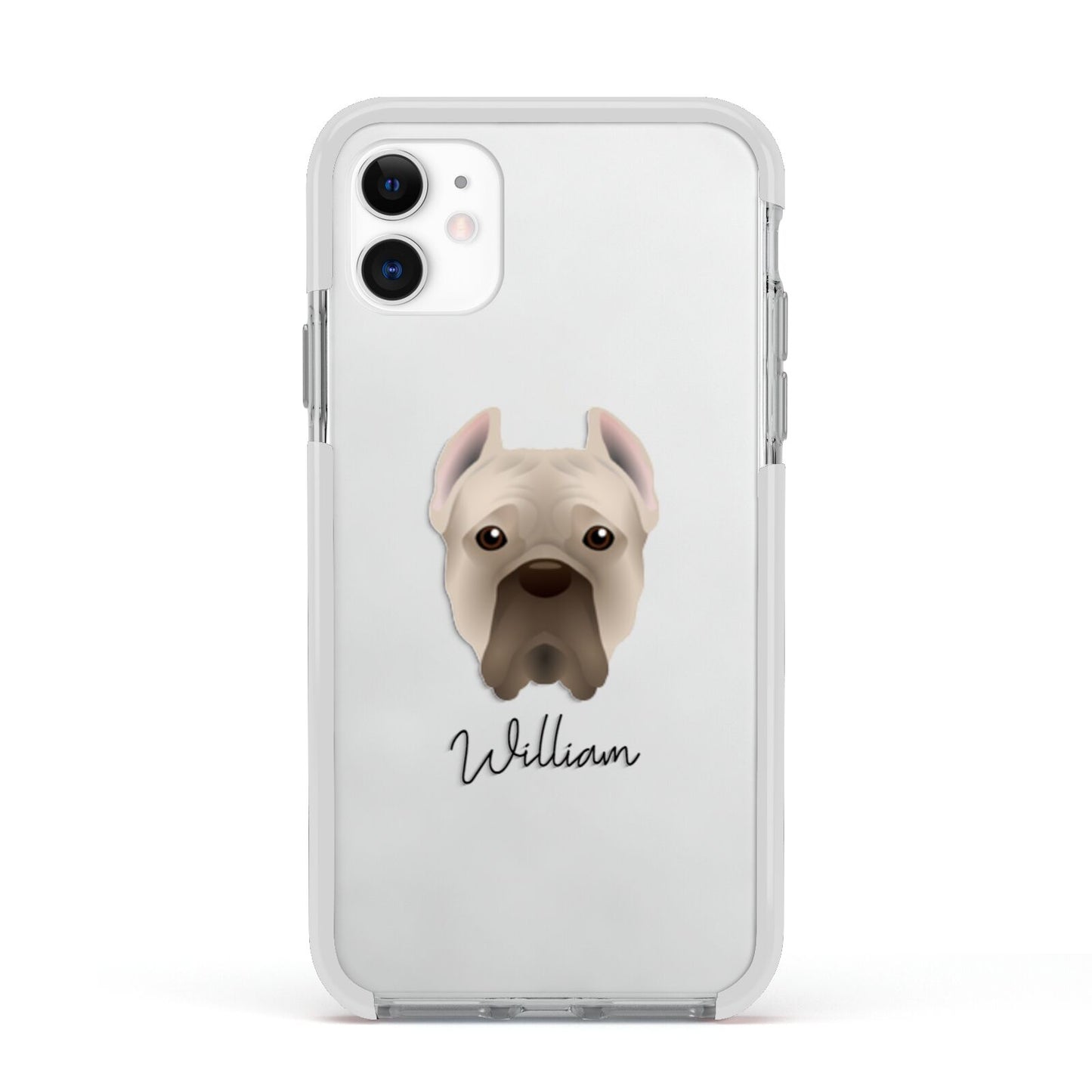 Cane Corso Italiano Personalised Apple iPhone 11 in White with White Impact Case