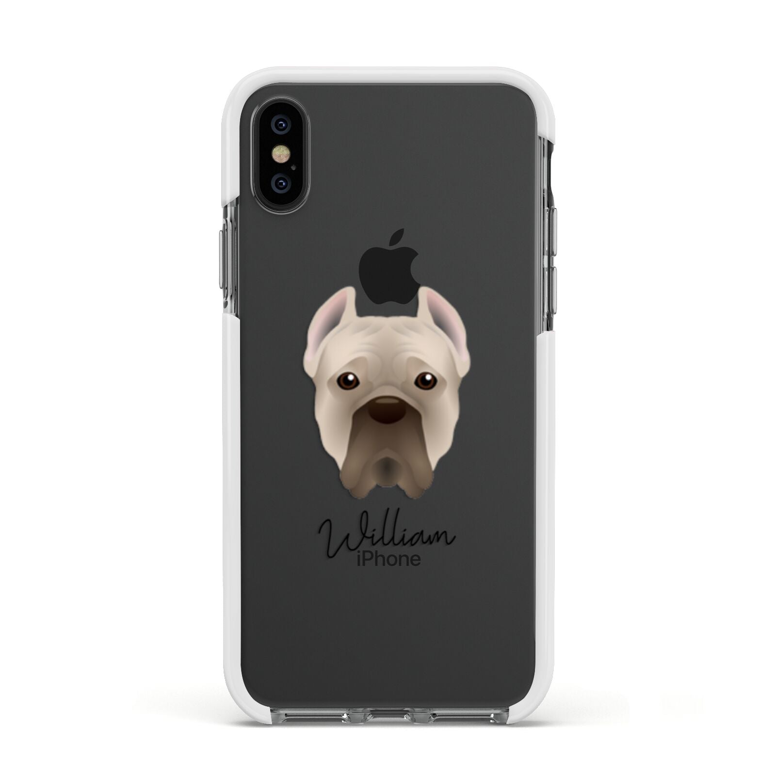 Cane Corso Italiano Personalised Apple iPhone Xs Impact Case White Edge on Black Phone