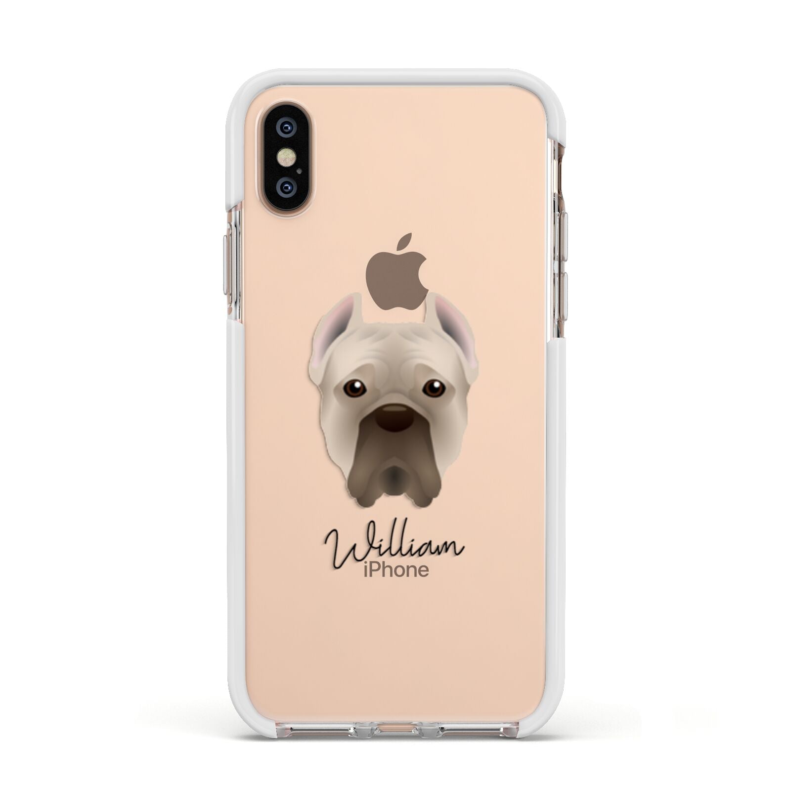 Cane Corso Italiano Personalised Apple iPhone Xs Impact Case White Edge on Gold Phone