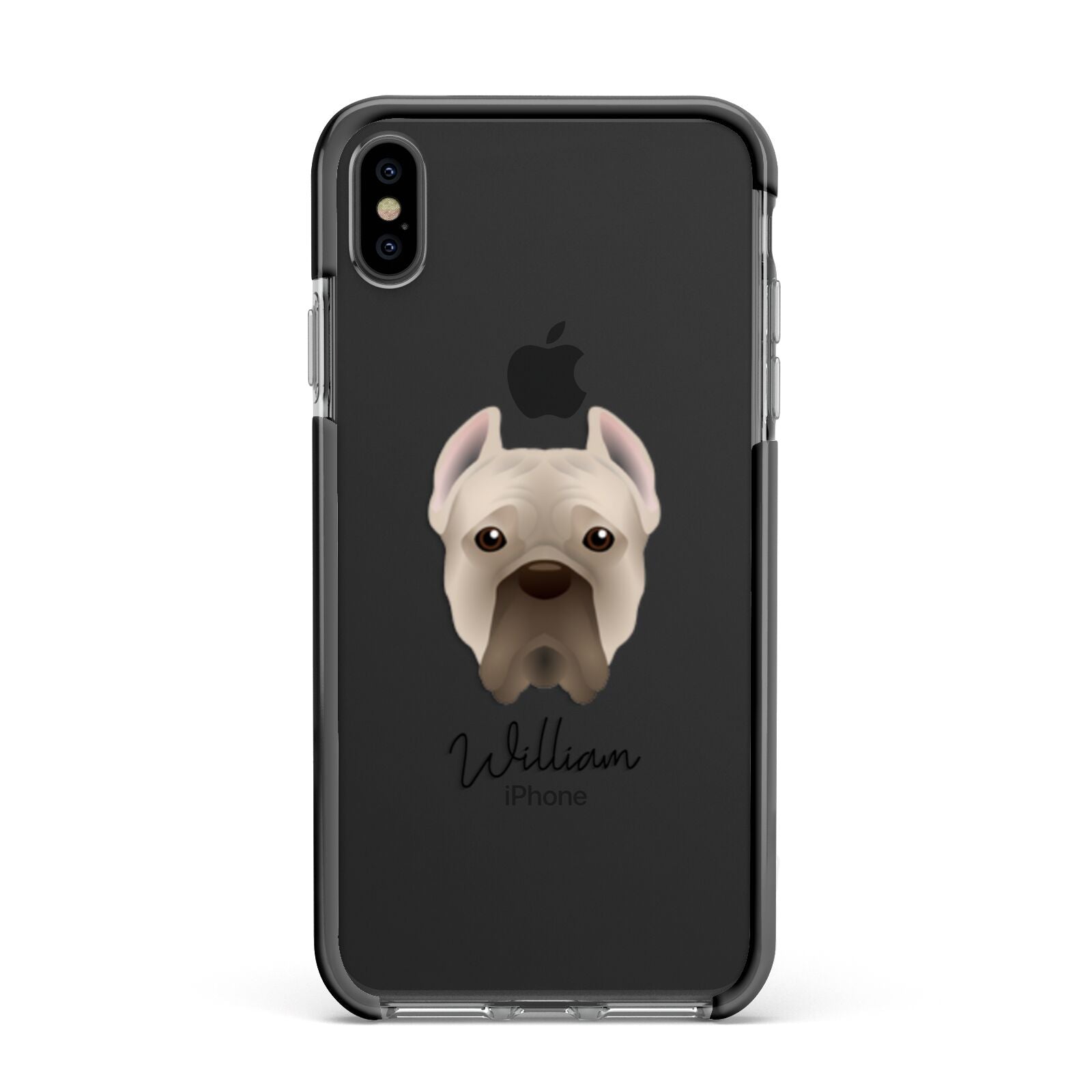 Cane Corso Italiano Personalised Apple iPhone Xs Max Impact Case Black Edge on Black Phone
