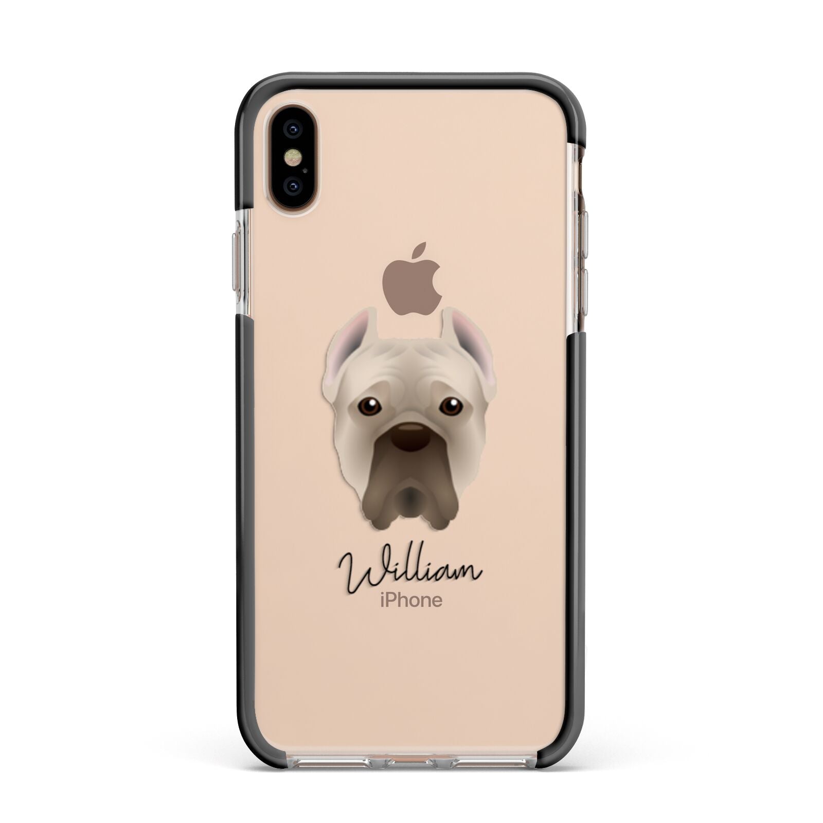 Cane Corso Italiano Personalised Apple iPhone Xs Max Impact Case Black Edge on Gold Phone