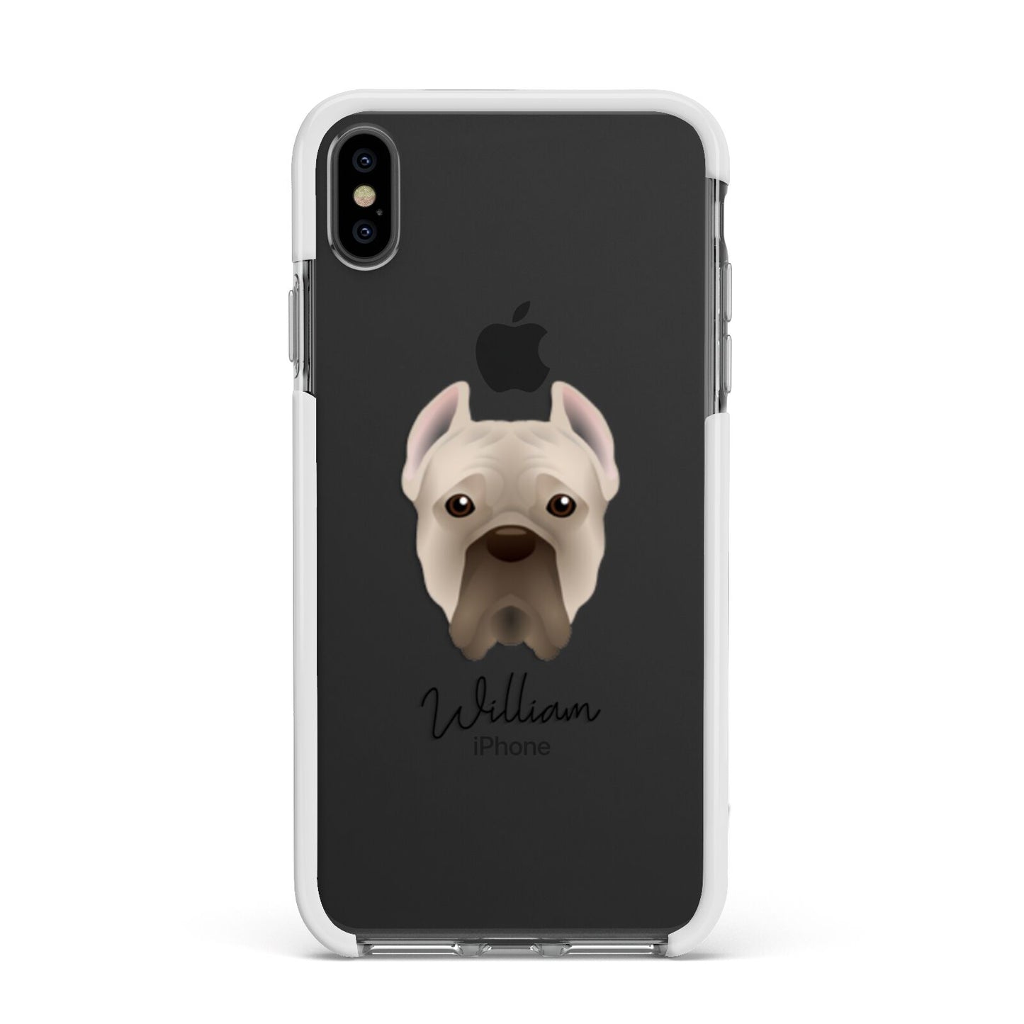 Cane Corso Italiano Personalised Apple iPhone Xs Max Impact Case White Edge on Black Phone