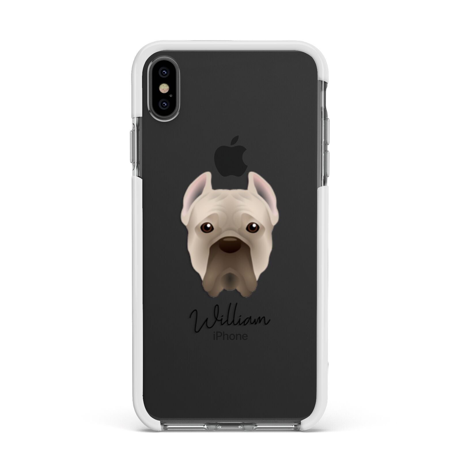 Cane Corso Italiano Personalised Apple iPhone Xs Max Impact Case White Edge on Black Phone