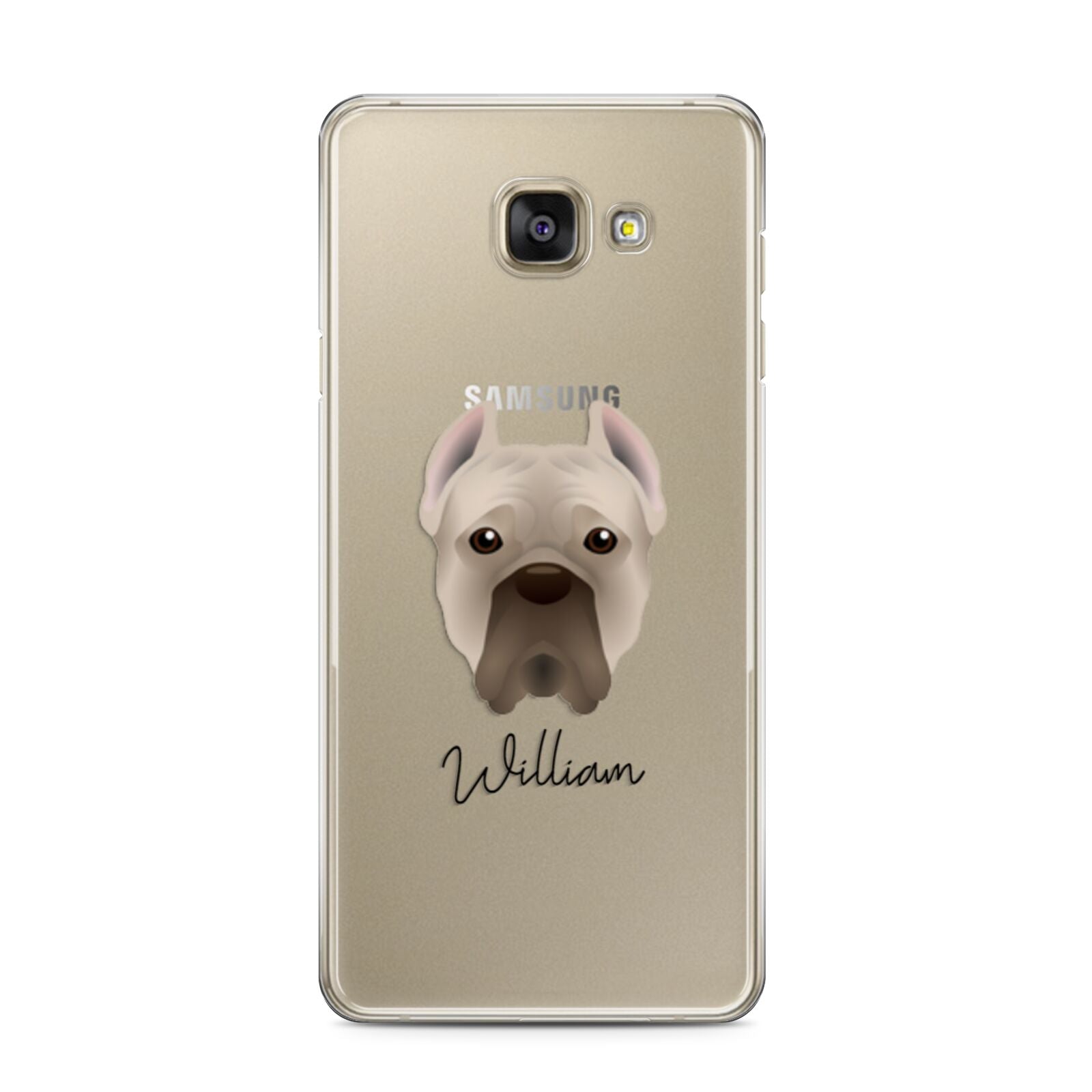 Cane Corso Italiano Personalised Samsung Galaxy A3 2016 Case on gold phone