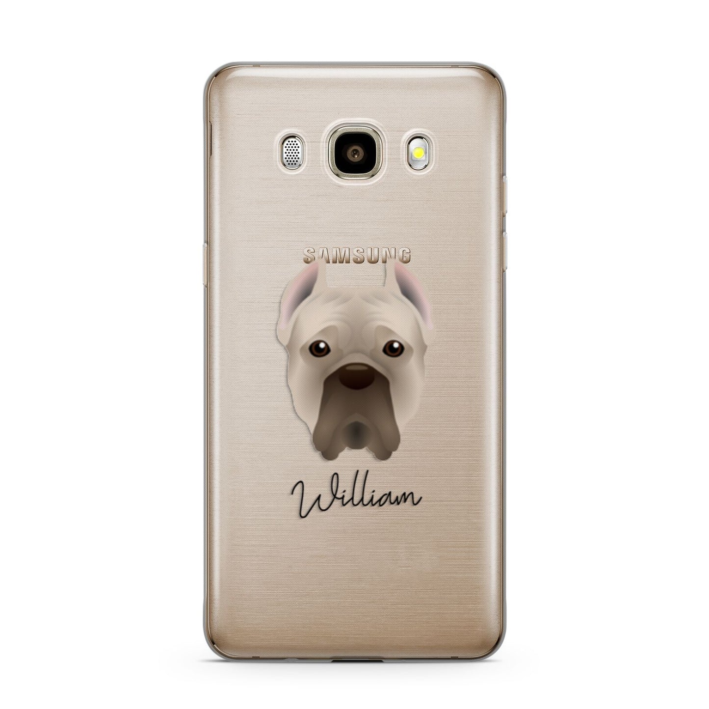 Cane Corso Italiano Personalised Samsung Galaxy J7 2016 Case on gold phone