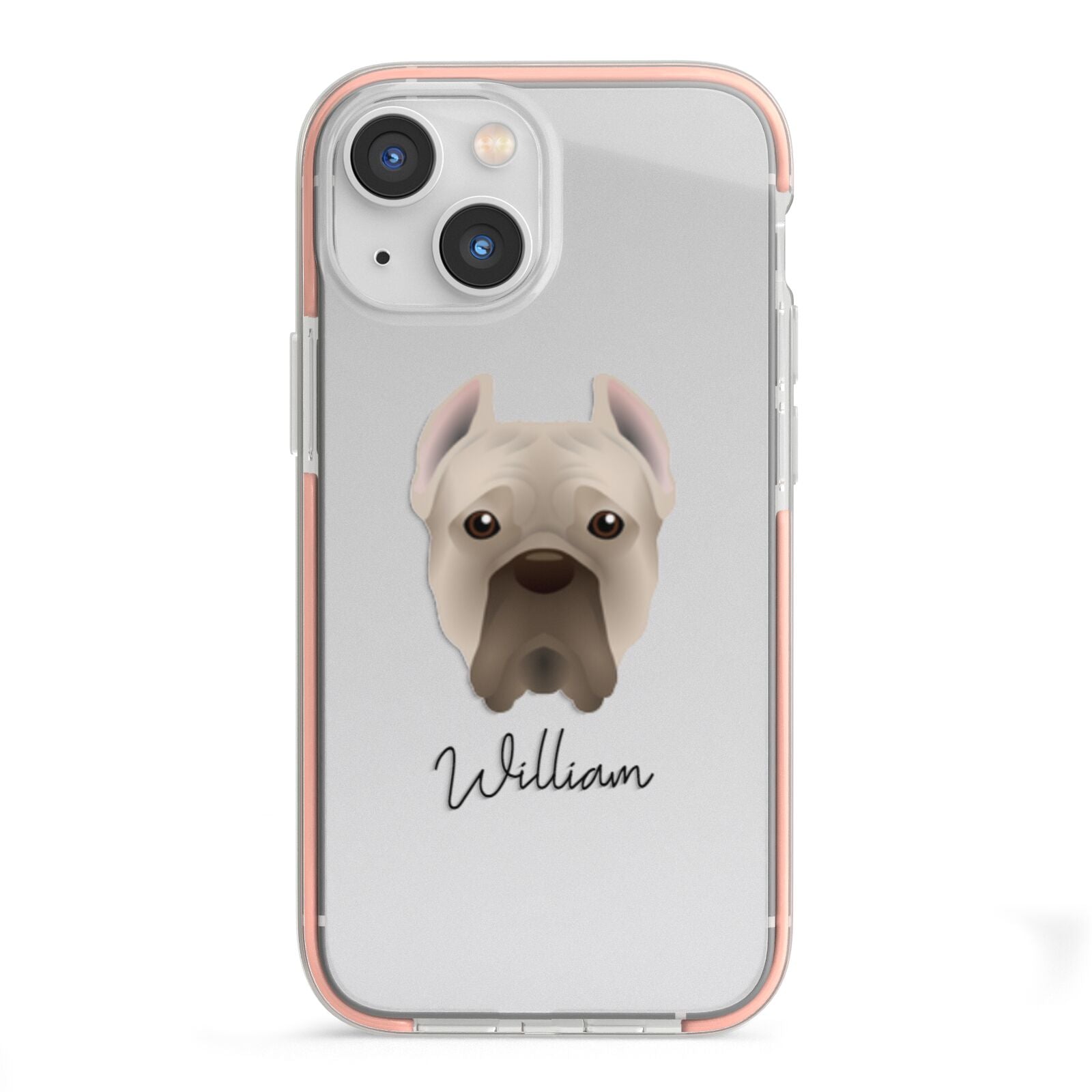 Cane Corso Italiano Personalised iPhone 13 Mini TPU Impact Case with Pink Edges