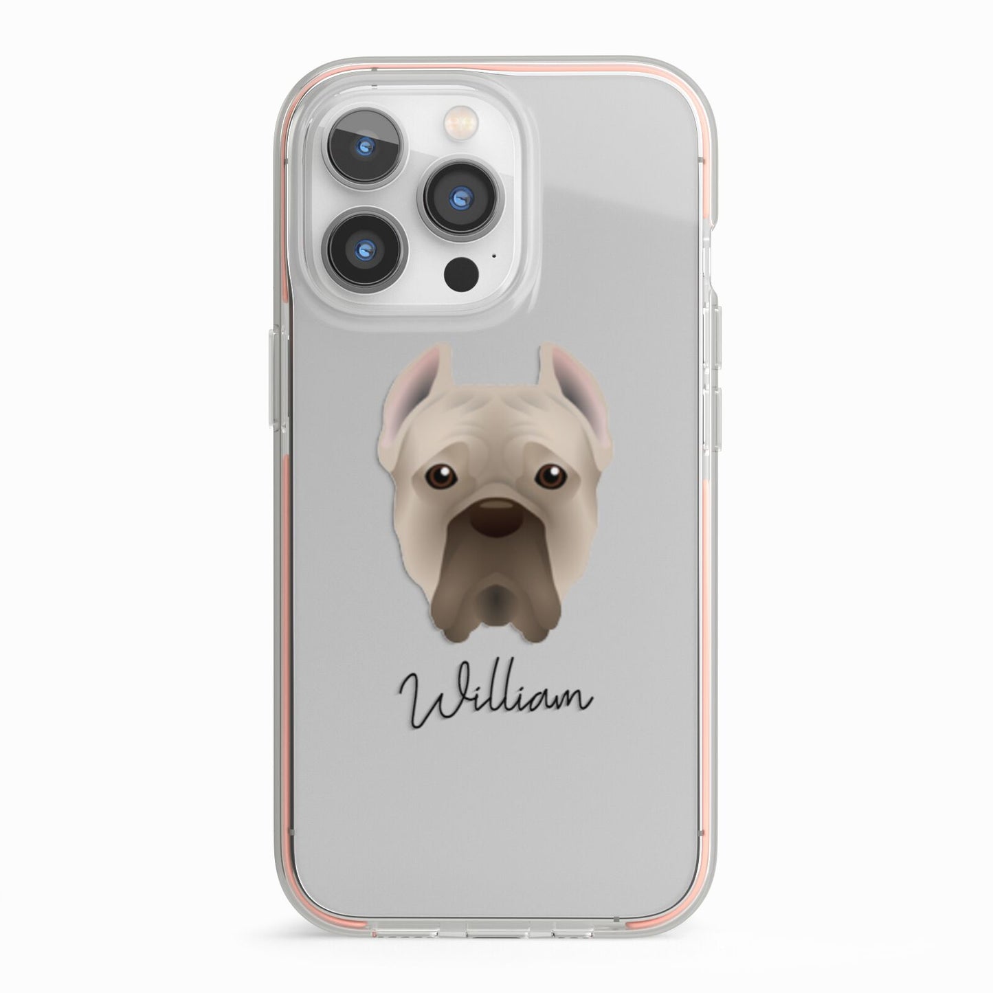 Cane Corso Italiano Personalised iPhone 13 Pro TPU Impact Case with Pink Edges