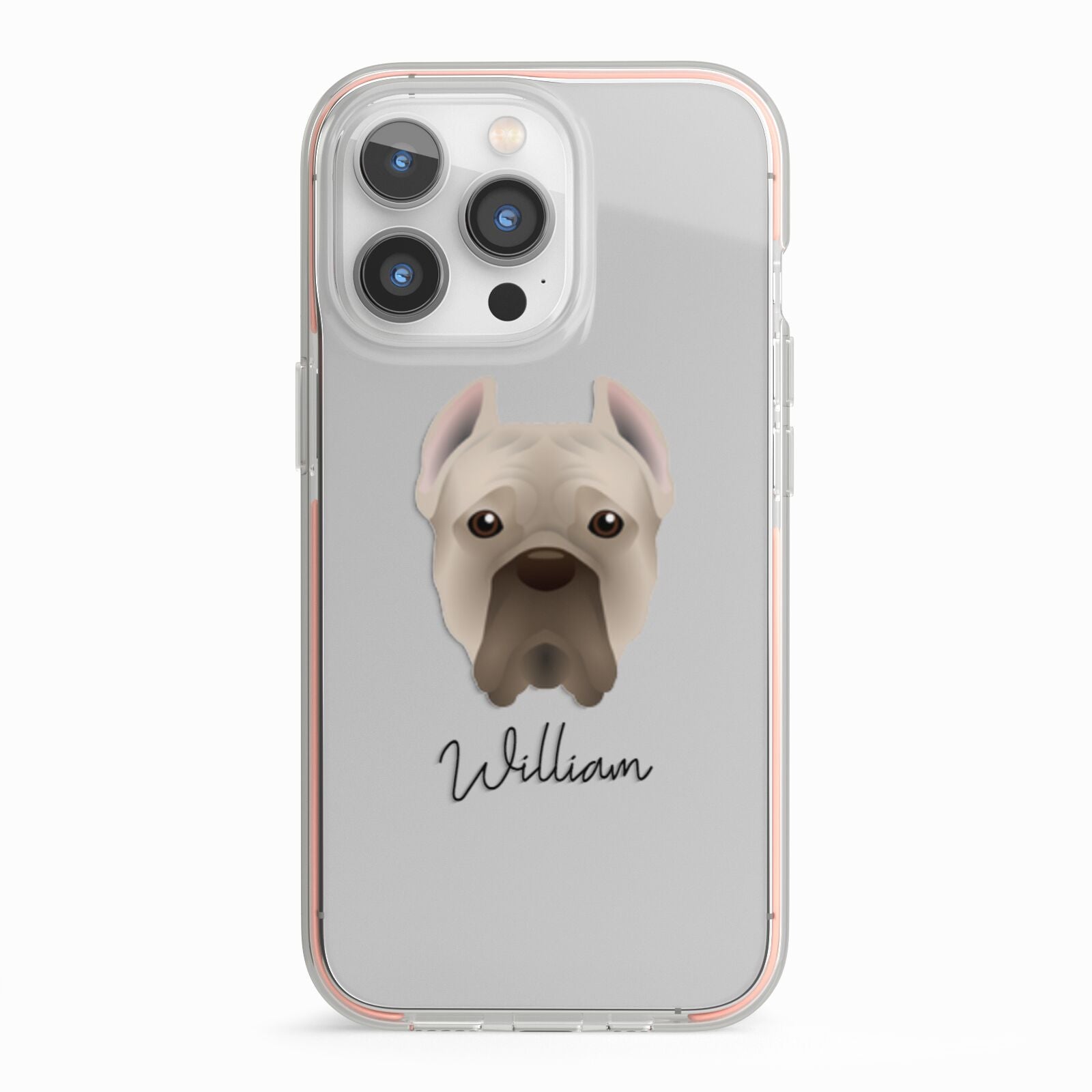 Cane Corso Italiano Personalised iPhone 13 Pro TPU Impact Case with Pink Edges