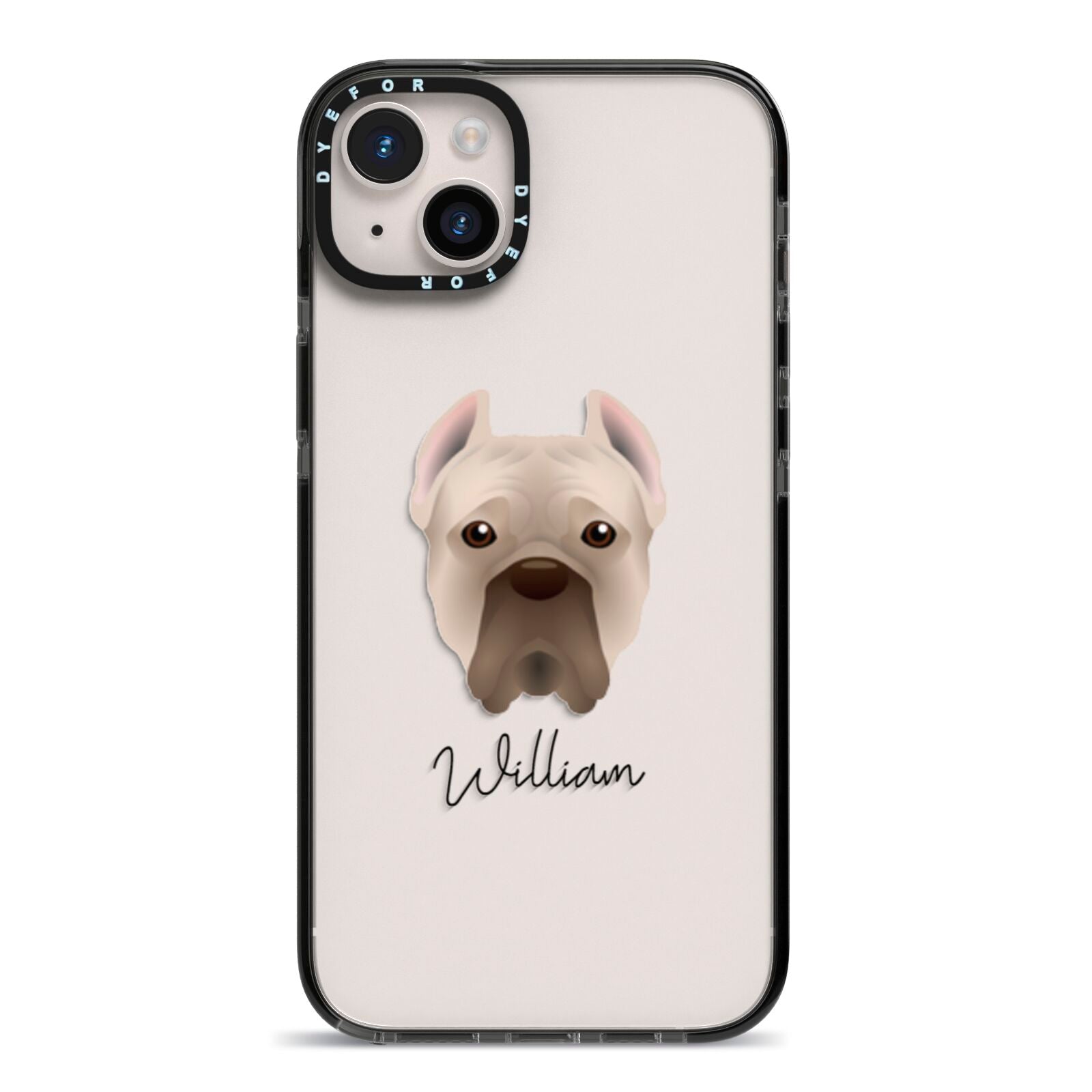 Cane Corso Italiano Personalised iPhone 14 Plus Black Impact Case on Silver phone