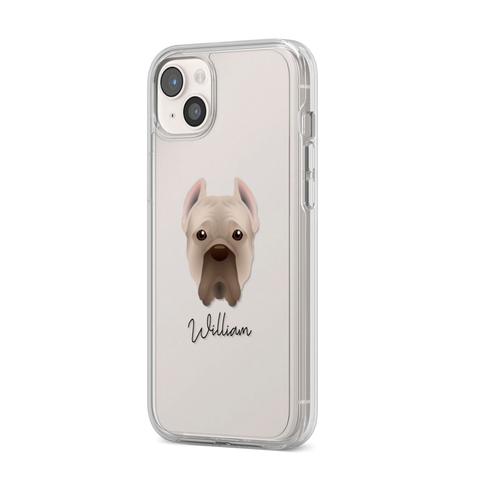 Cane Corso Italiano Personalised iPhone 14 Plus Clear Tough Case Starlight Angled Image