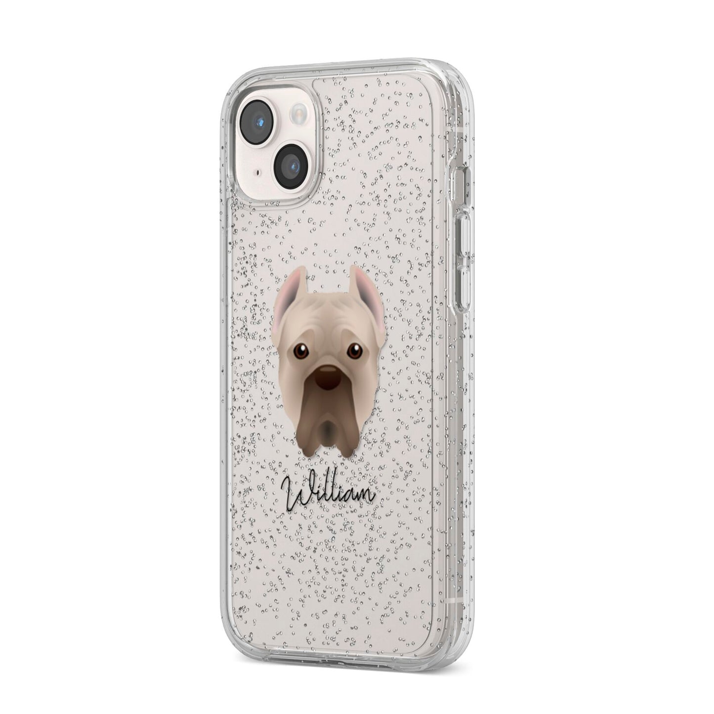 Cane Corso Italiano Personalised iPhone 14 Plus Glitter Tough Case Starlight Angled Image