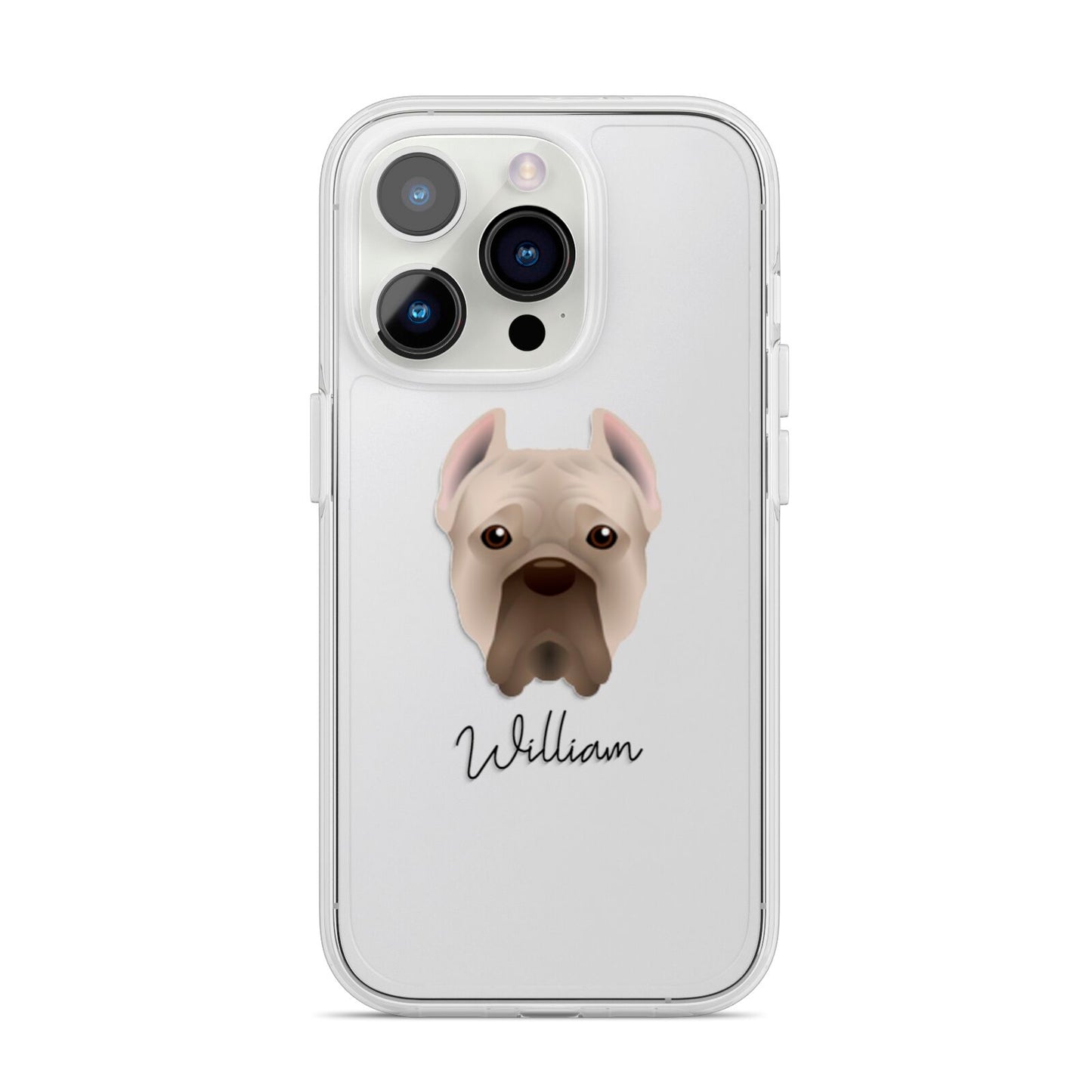 Cane Corso Italiano Personalised iPhone 14 Pro Clear Tough Case Silver