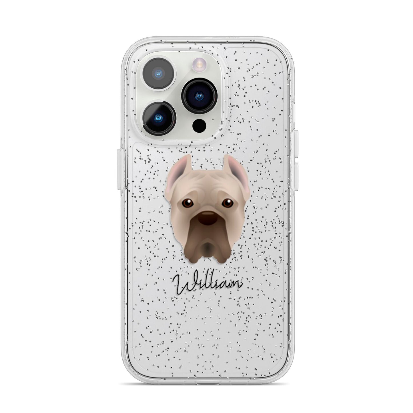Cane Corso Italiano Personalised iPhone 14 Pro Glitter Tough Case Silver