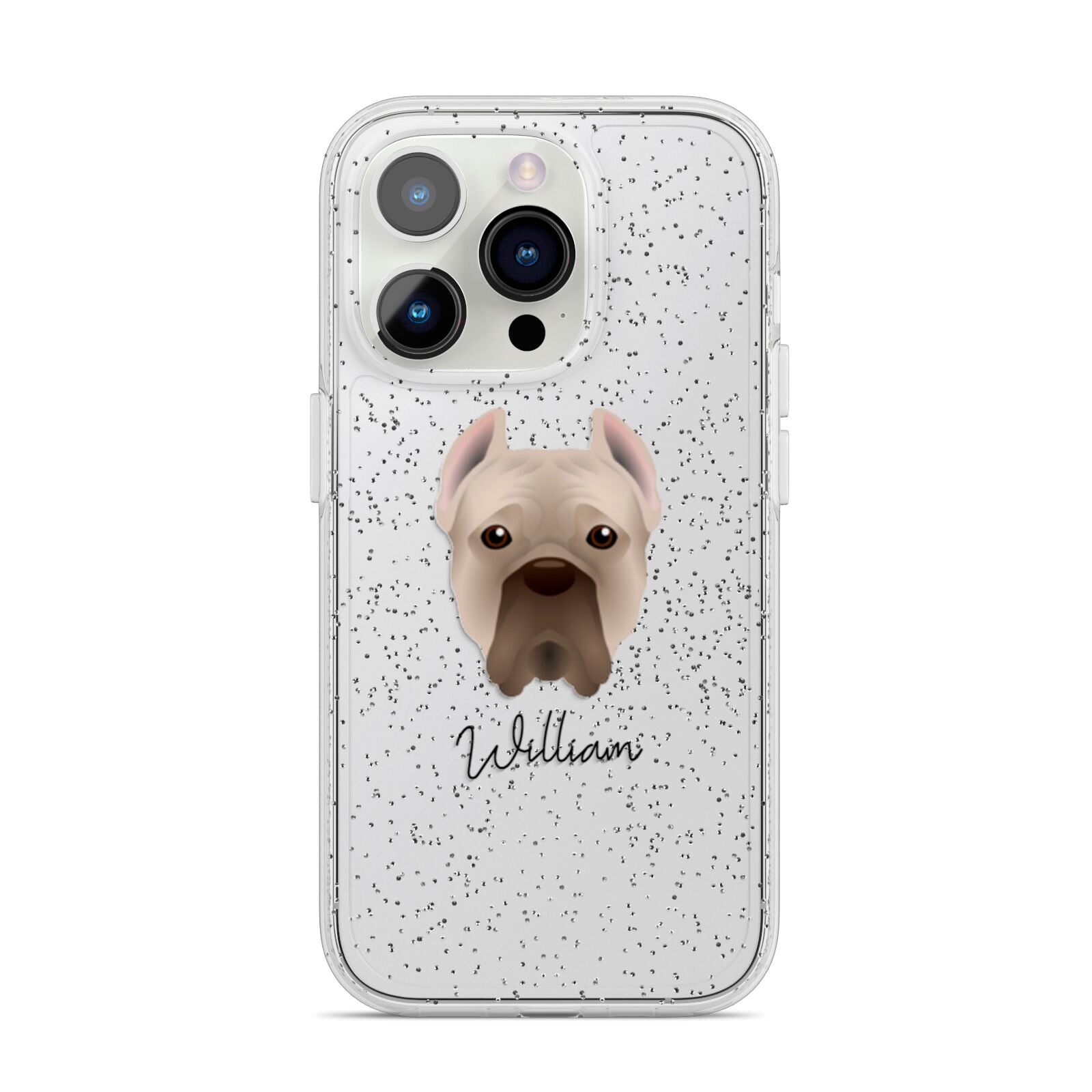 Cane Corso Italiano Personalised iPhone 14 Pro Glitter Tough Case Silver