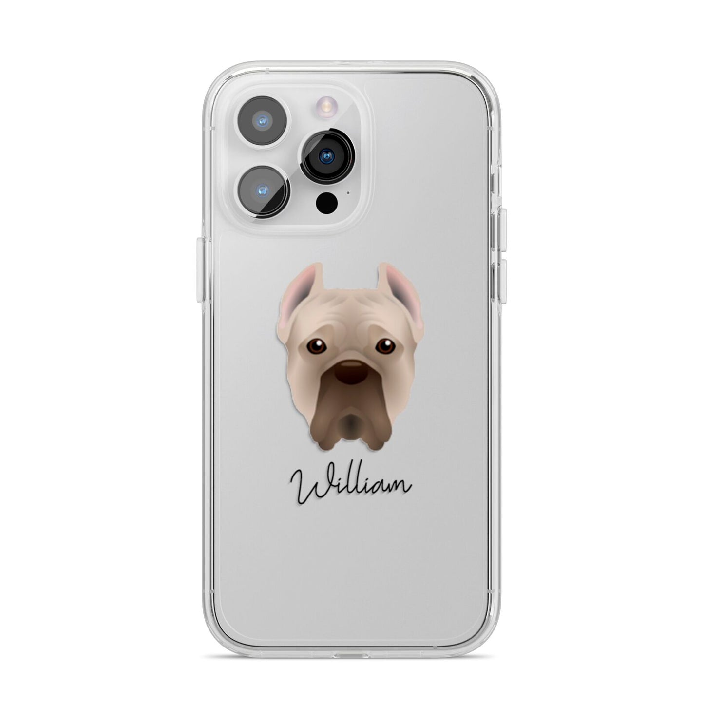 Cane Corso Italiano Personalised iPhone 14 Pro Max Clear Tough Case Silver