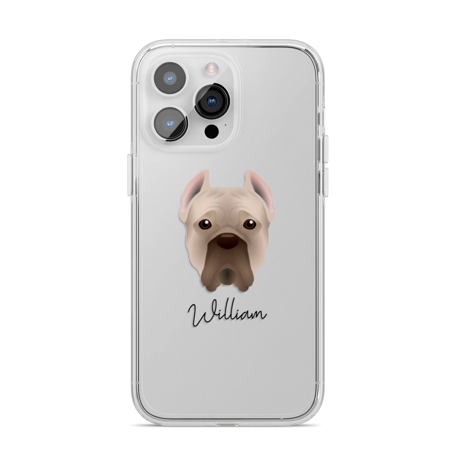 Cane Corso Italiano Personalised iPhone 14 Pro Max Clear Tough Case Silver