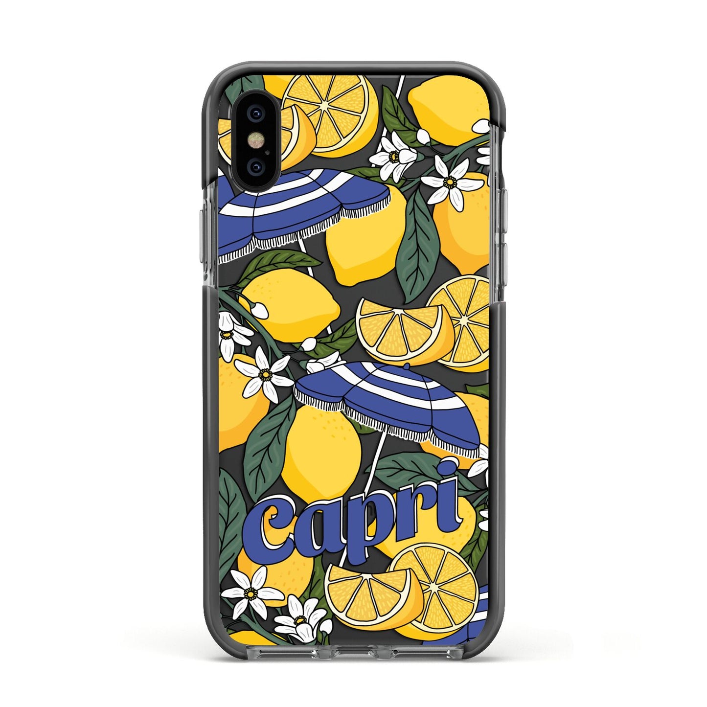 Capri Apple iPhone Xs Impact Case Black Edge on Black Phone