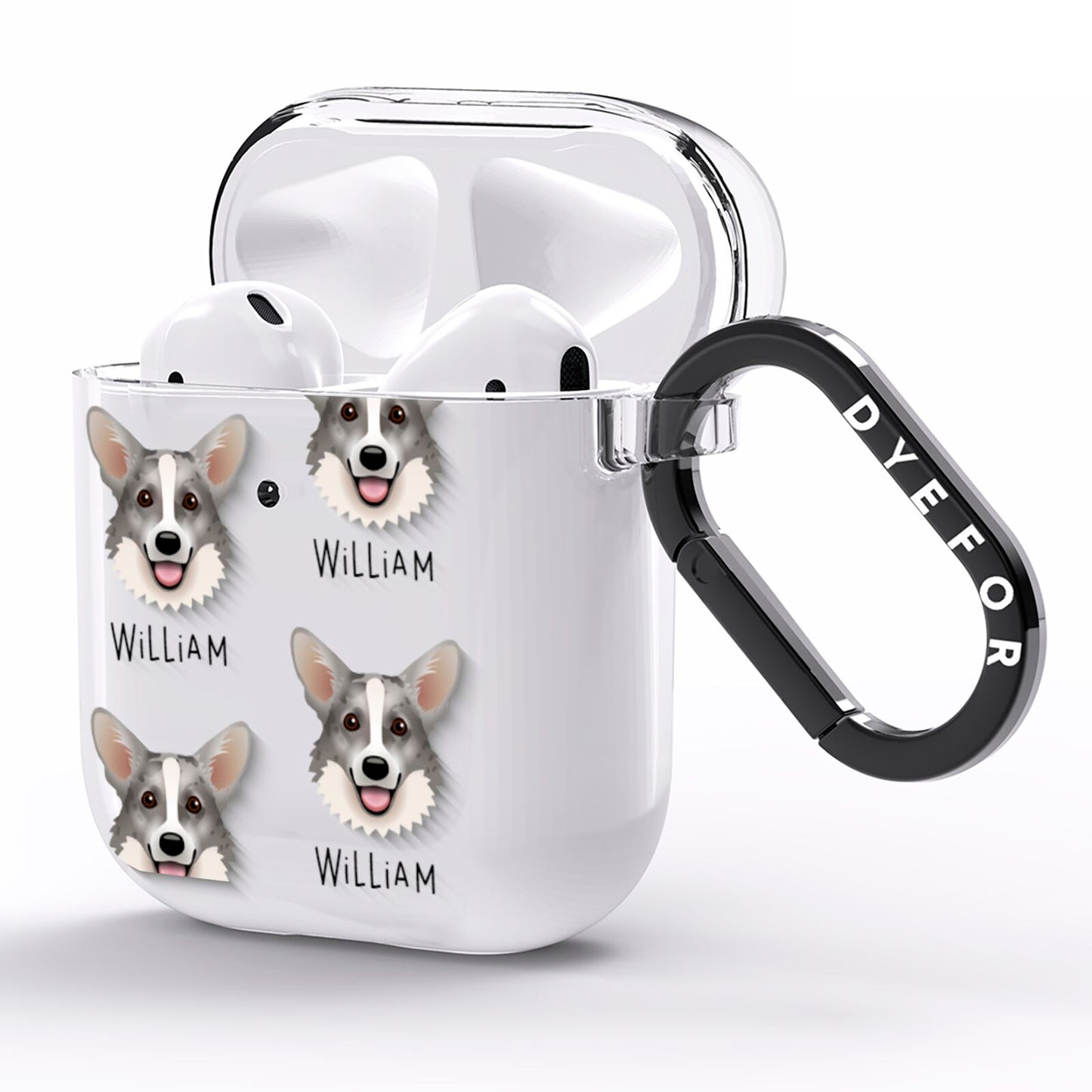 Cardigan Welsh Corgi Icon with Name AirPods Clear Case Side Image