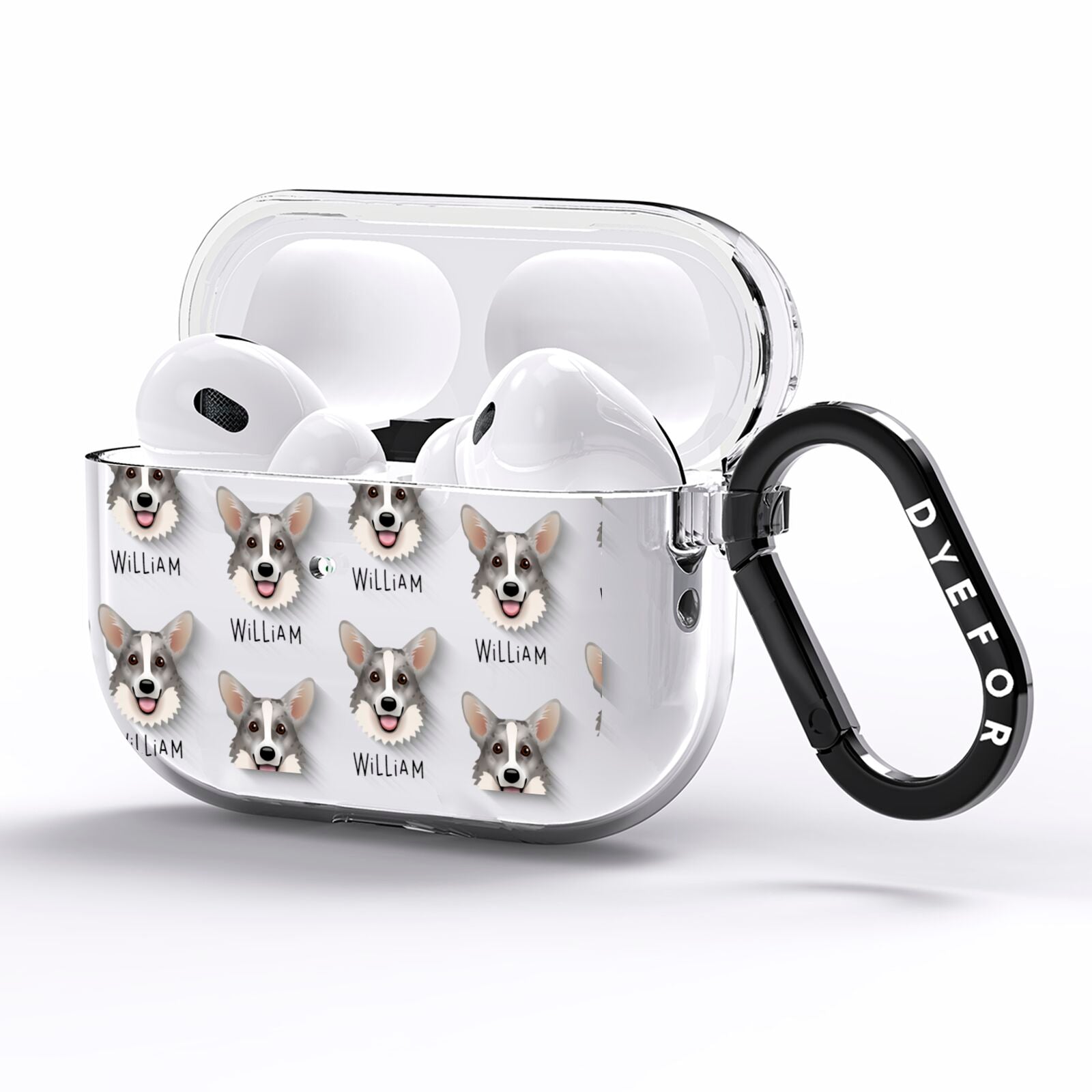 Cardigan Welsh Corgi Icon with Name AirPods Pro Clear Case Side Image