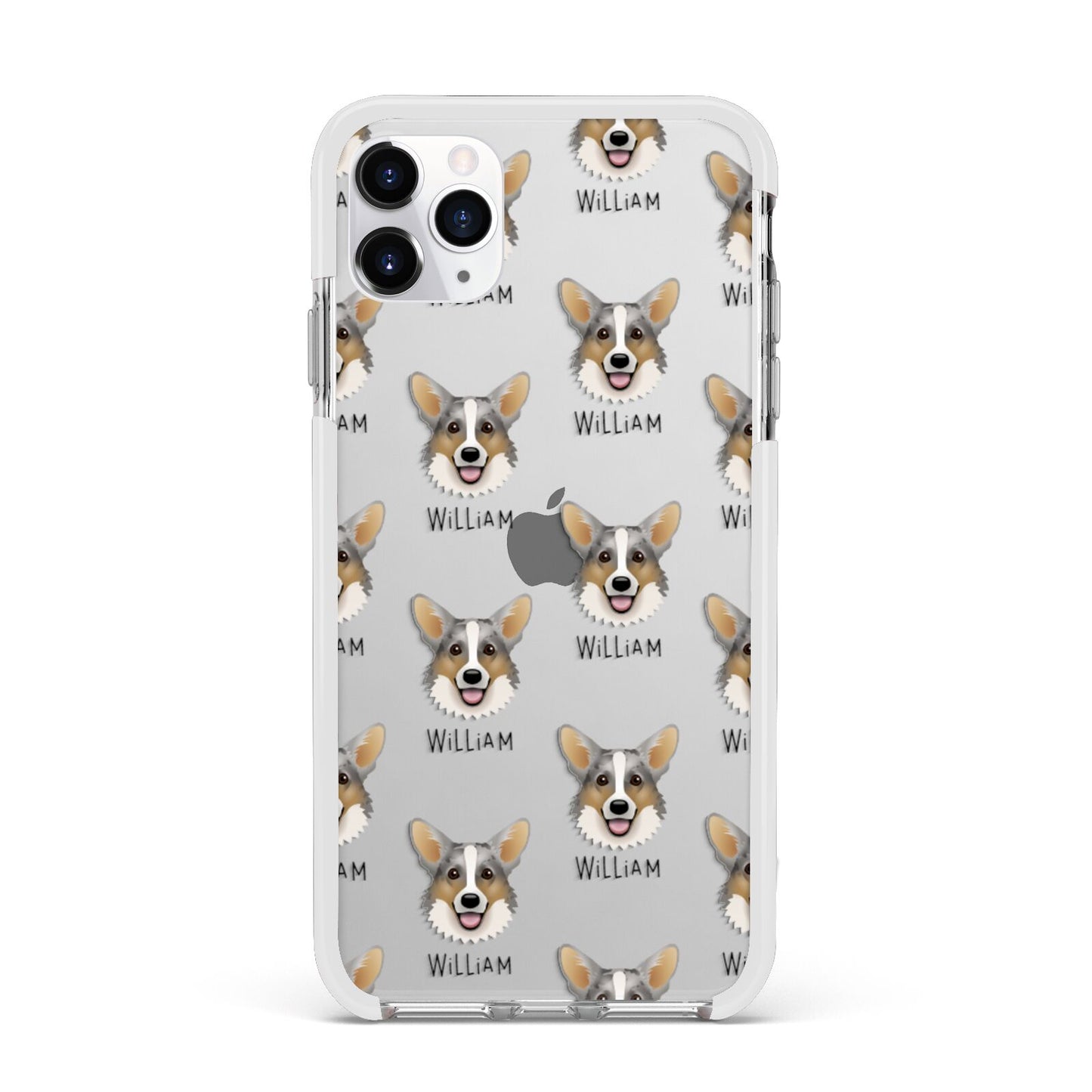 Cardigan Welsh Corgi Icon with Name Apple iPhone 11 Pro Max in Silver with White Impact Case
