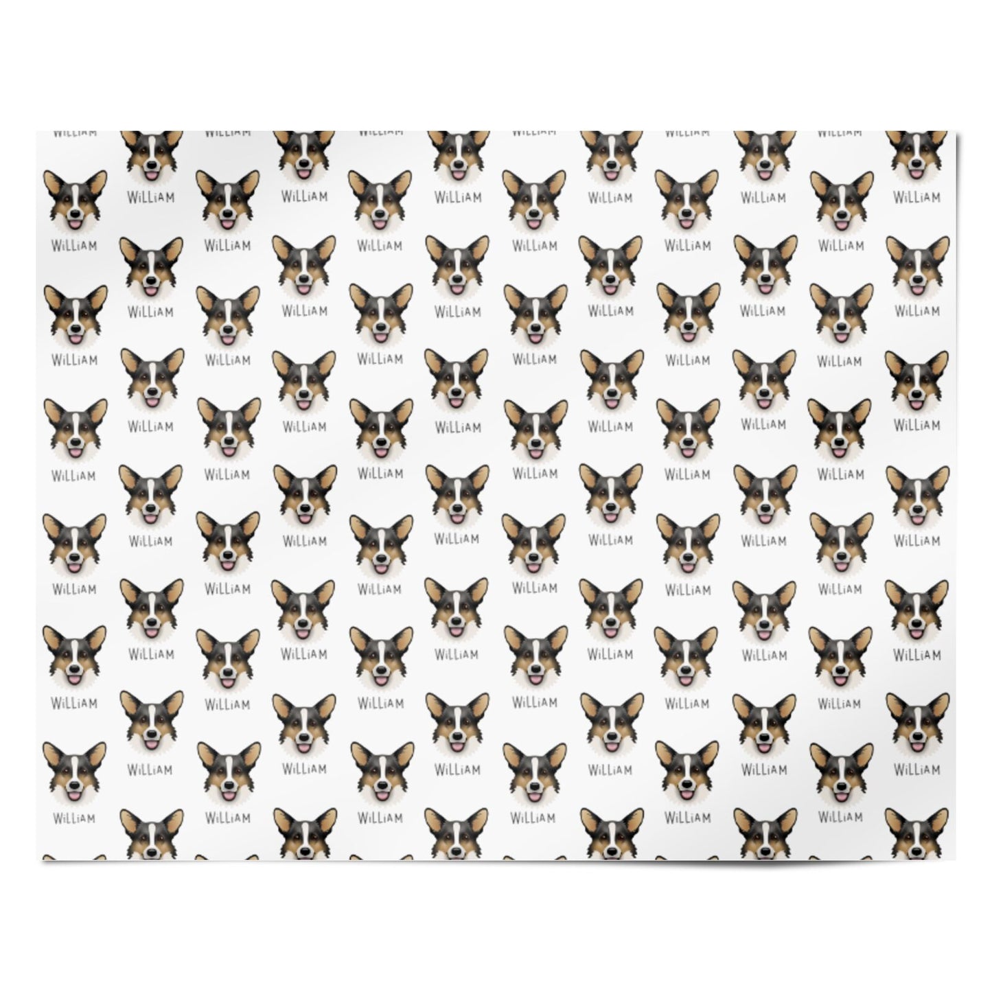 Cardigan Welsh Corgi Icon with Name Personalised Wrapping Paper Alternative