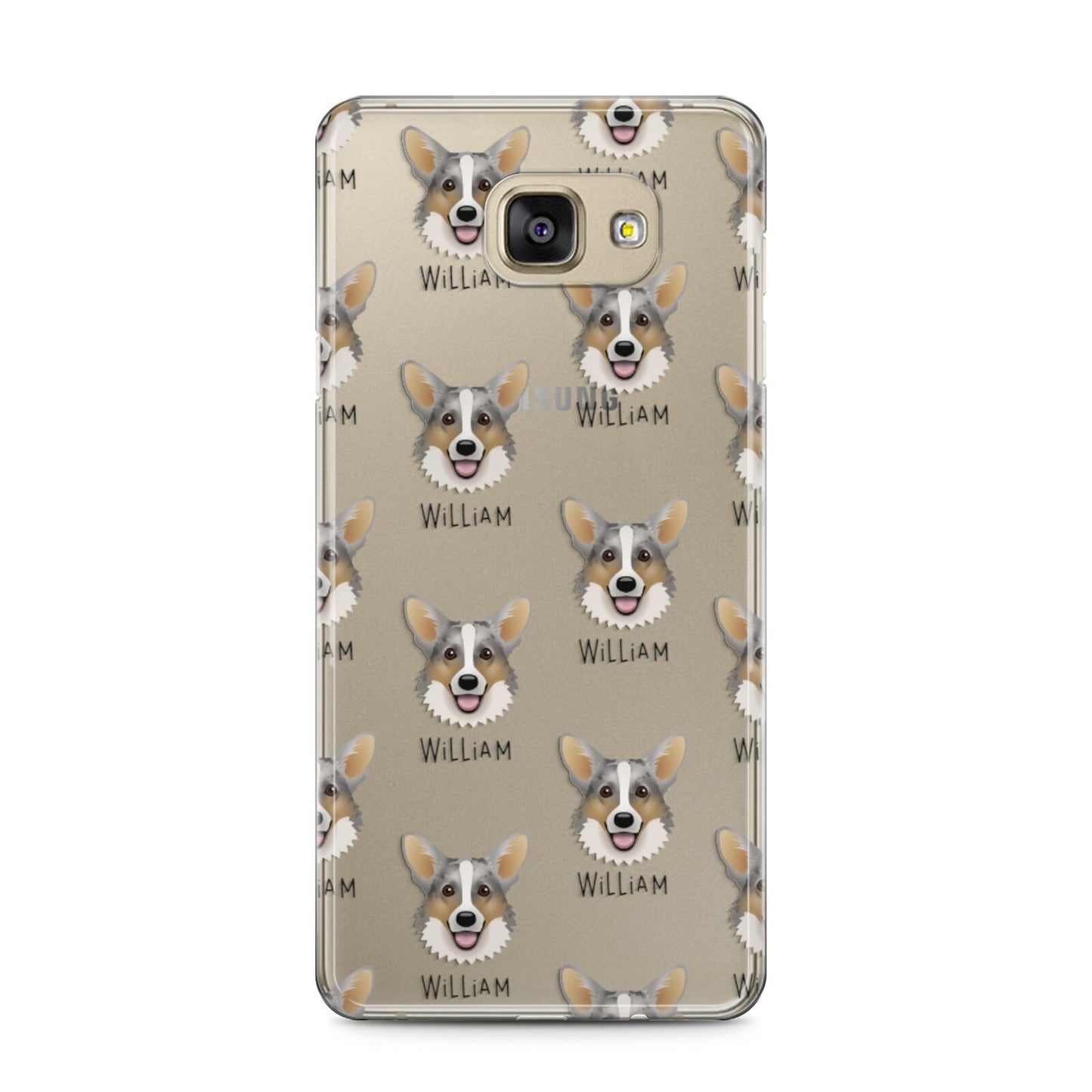 Cardigan Welsh Corgi Icon with Name Samsung Galaxy A5 2016 Case on gold phone