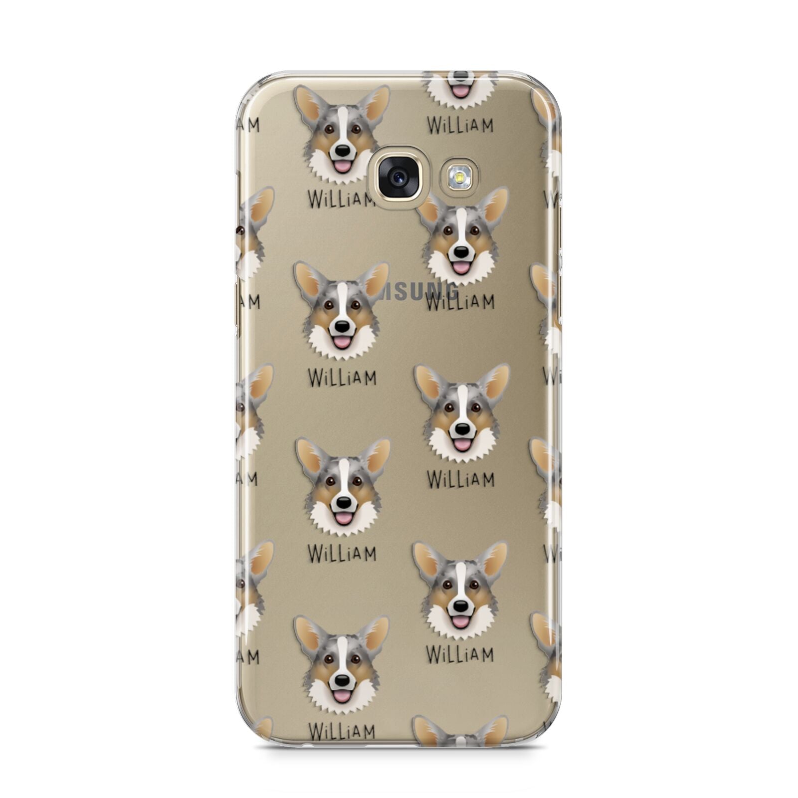Cardigan Welsh Corgi Icon with Name Samsung Galaxy A5 2017 Case on gold phone
