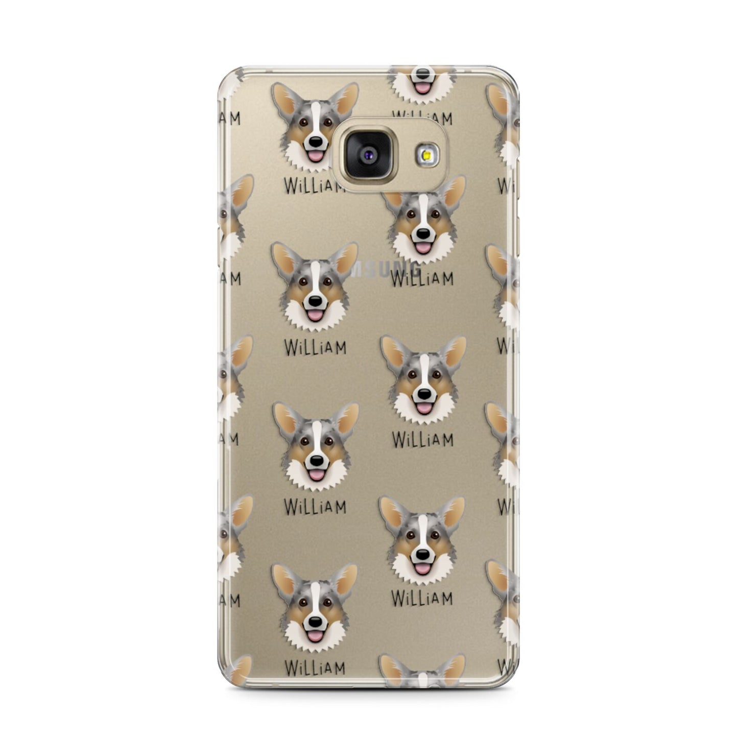 Cardigan Welsh Corgi Icon with Name Samsung Galaxy A7 2016 Case on gold phone