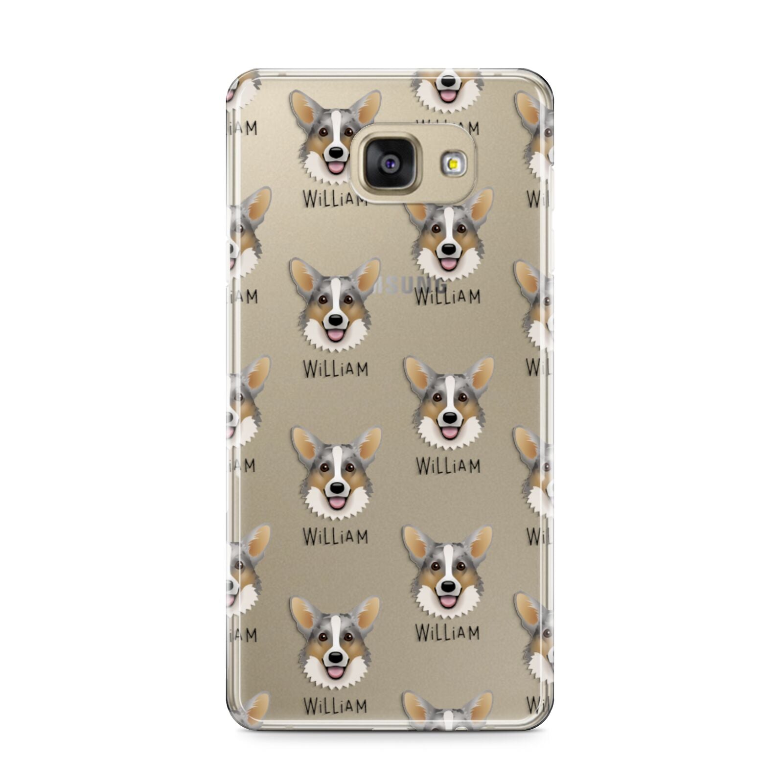 Cardigan Welsh Corgi Icon with Name Samsung Galaxy A9 2016 Case on gold phone