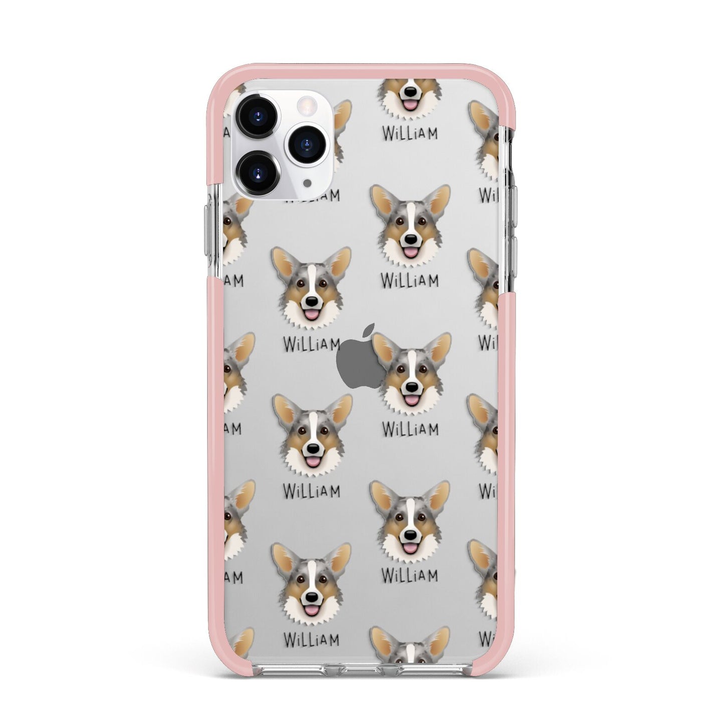 Cardigan Welsh Corgi Icon with Name iPhone 11 Pro Max Impact Pink Edge Case