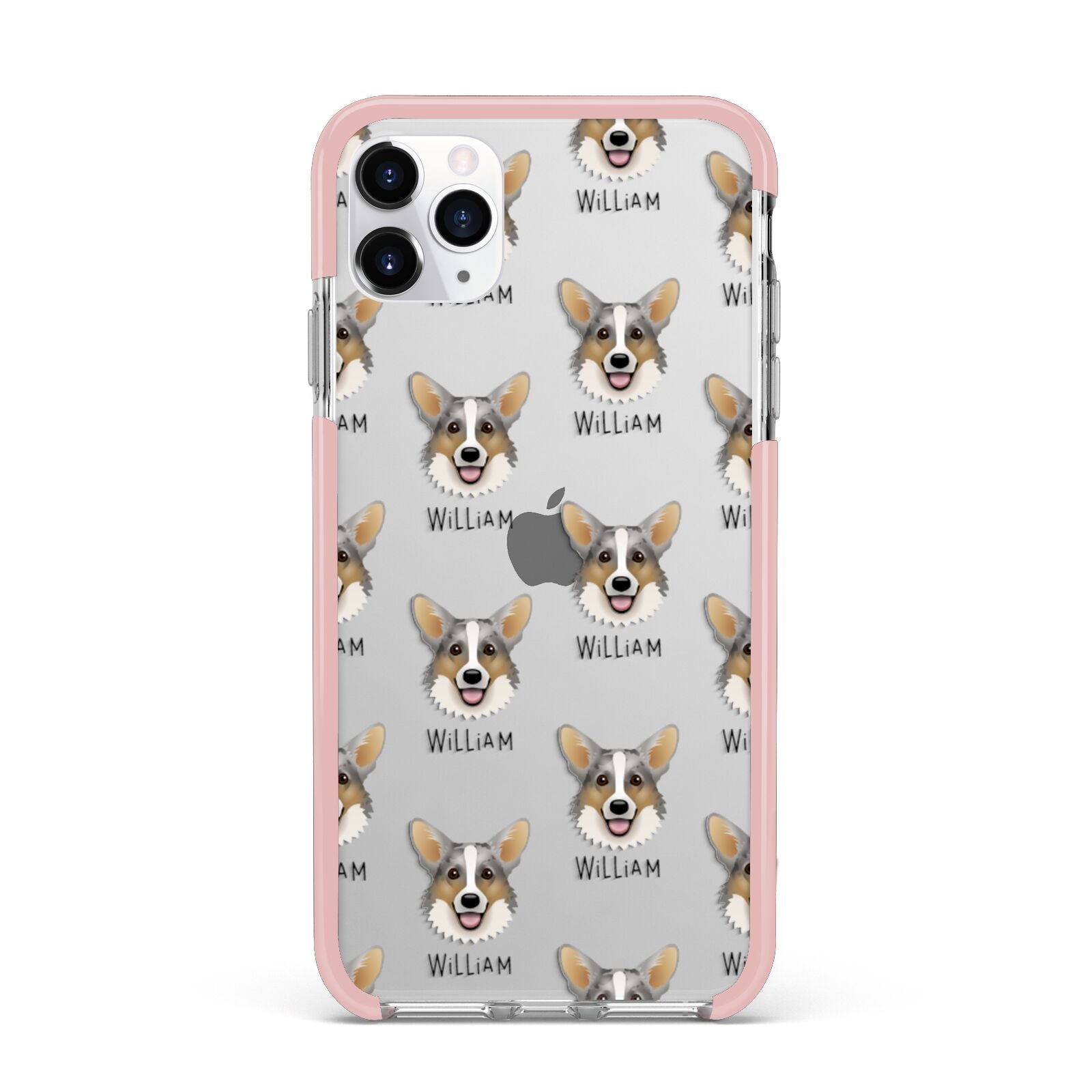 Cardigan Welsh Corgi Icon with Name iPhone 11 Pro Max Impact Pink Edge Case