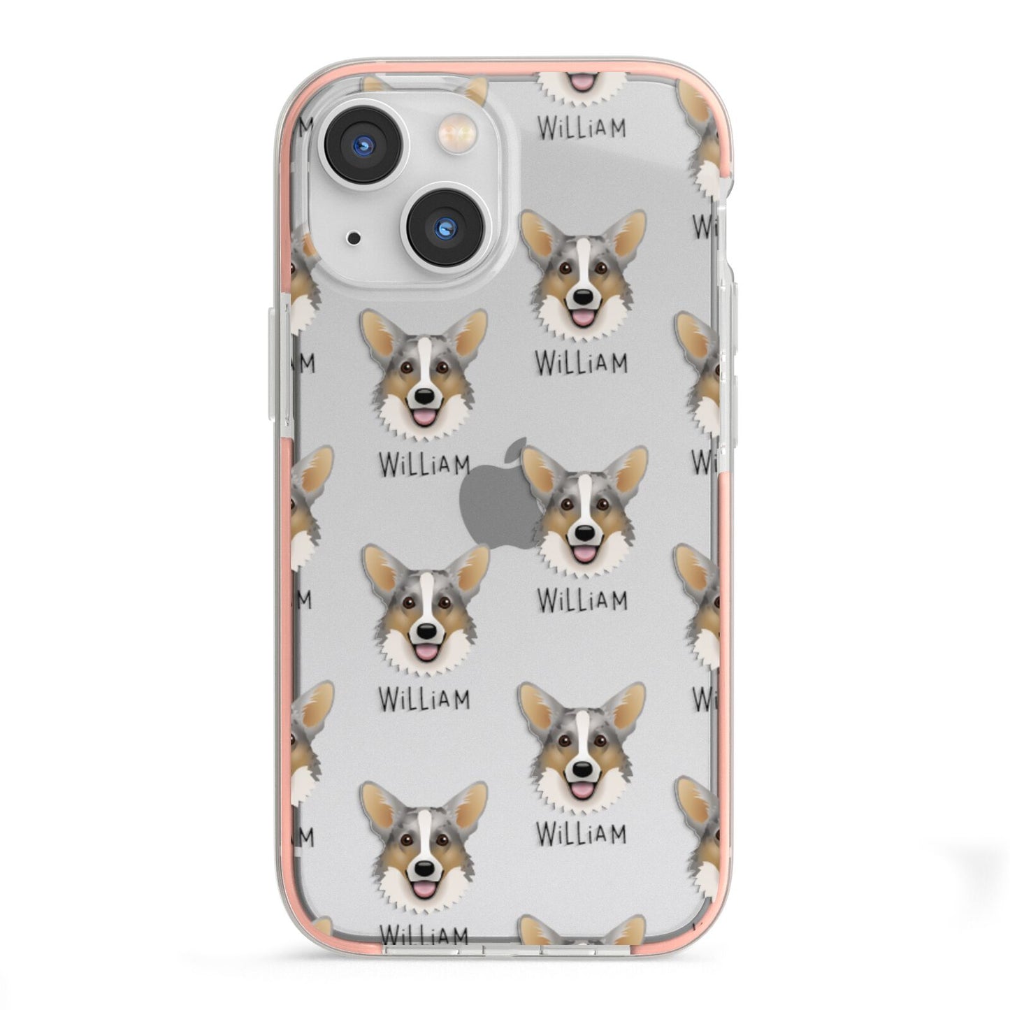 Cardigan Welsh Corgi Icon with Name iPhone 13 Mini TPU Impact Case with Pink Edges