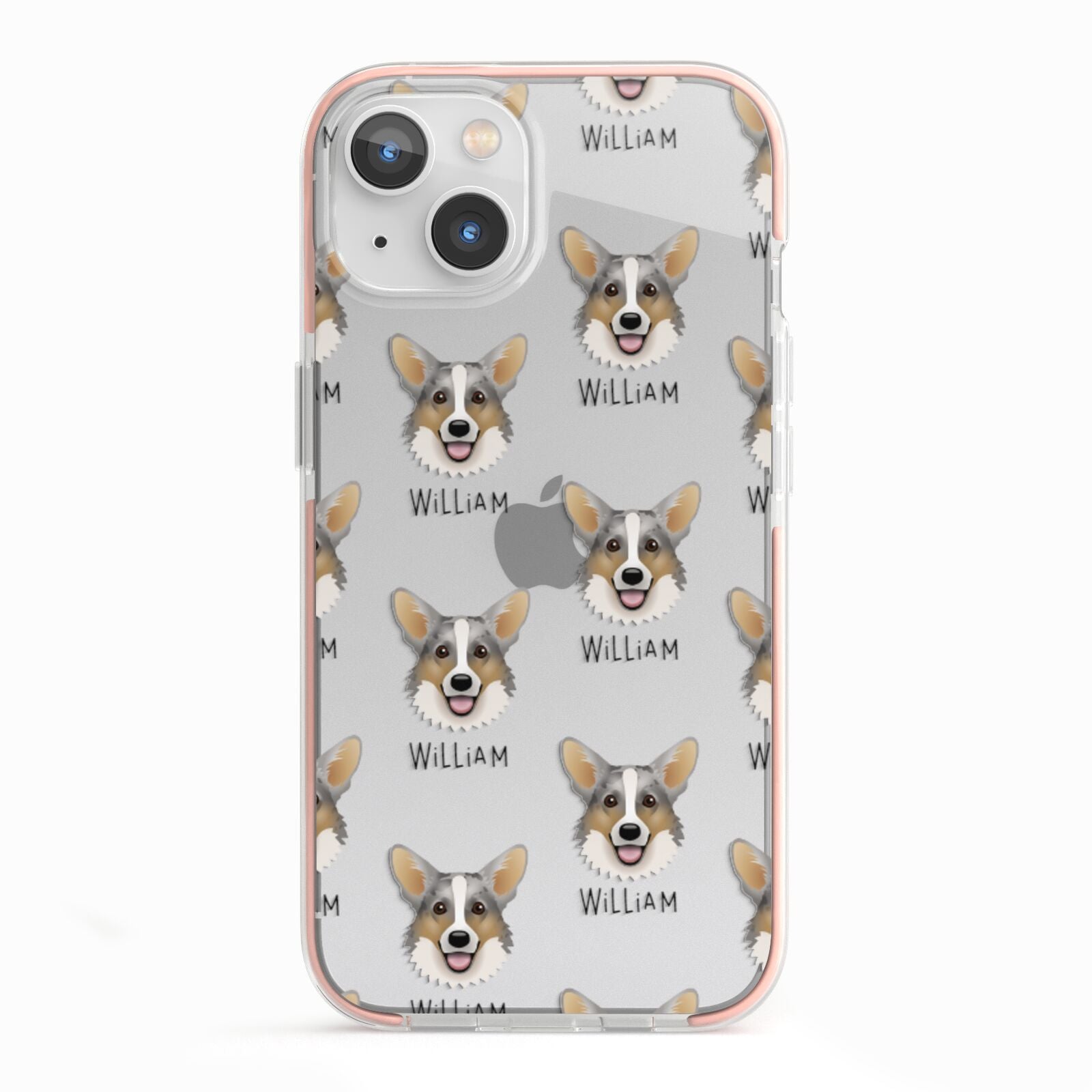 Cardigan Welsh Corgi Icon with Name iPhone 13 TPU Impact Case with Pink Edges