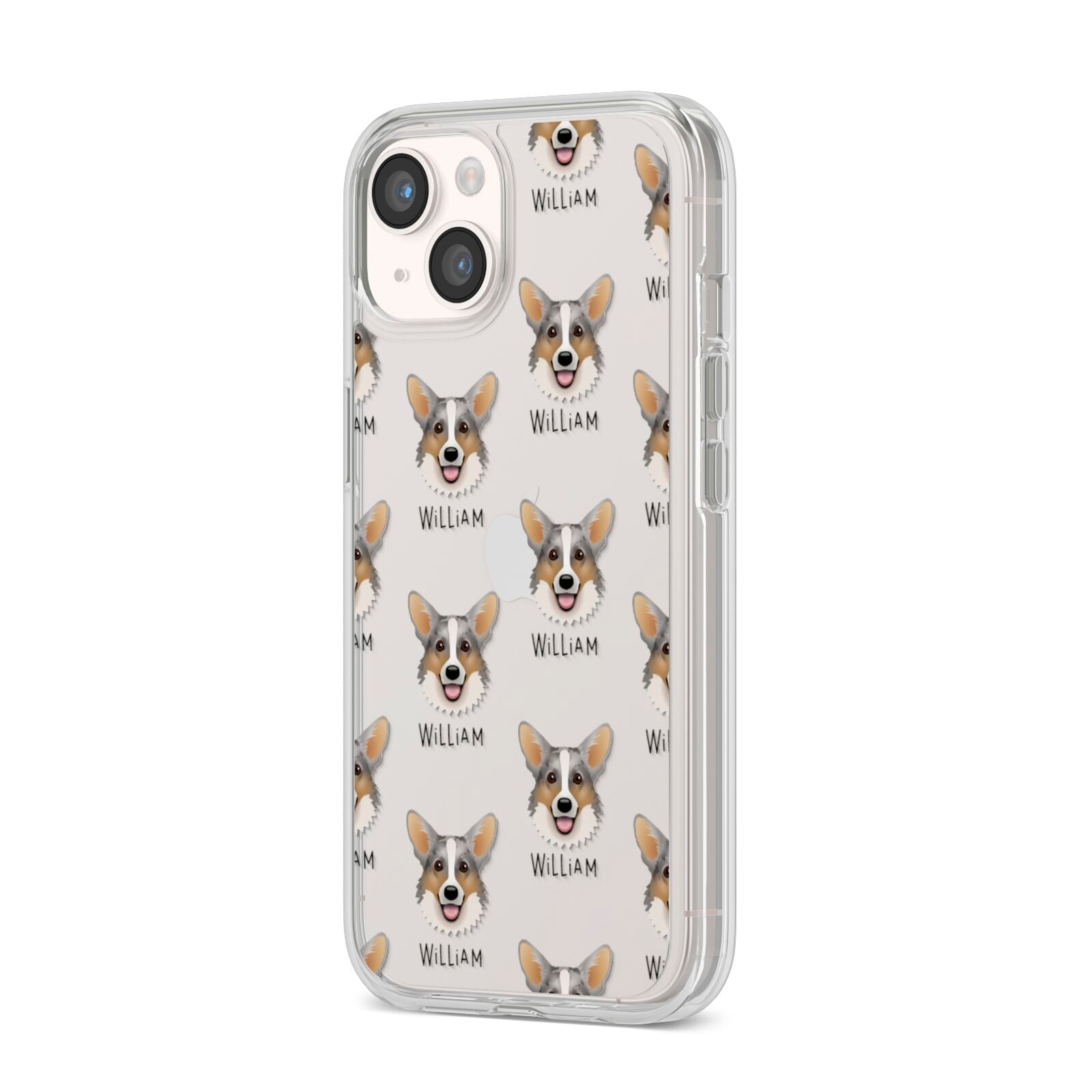 Cardigan Welsh Corgi Icon with Name iPhone 14 Clear Tough Case Starlight Angled Image